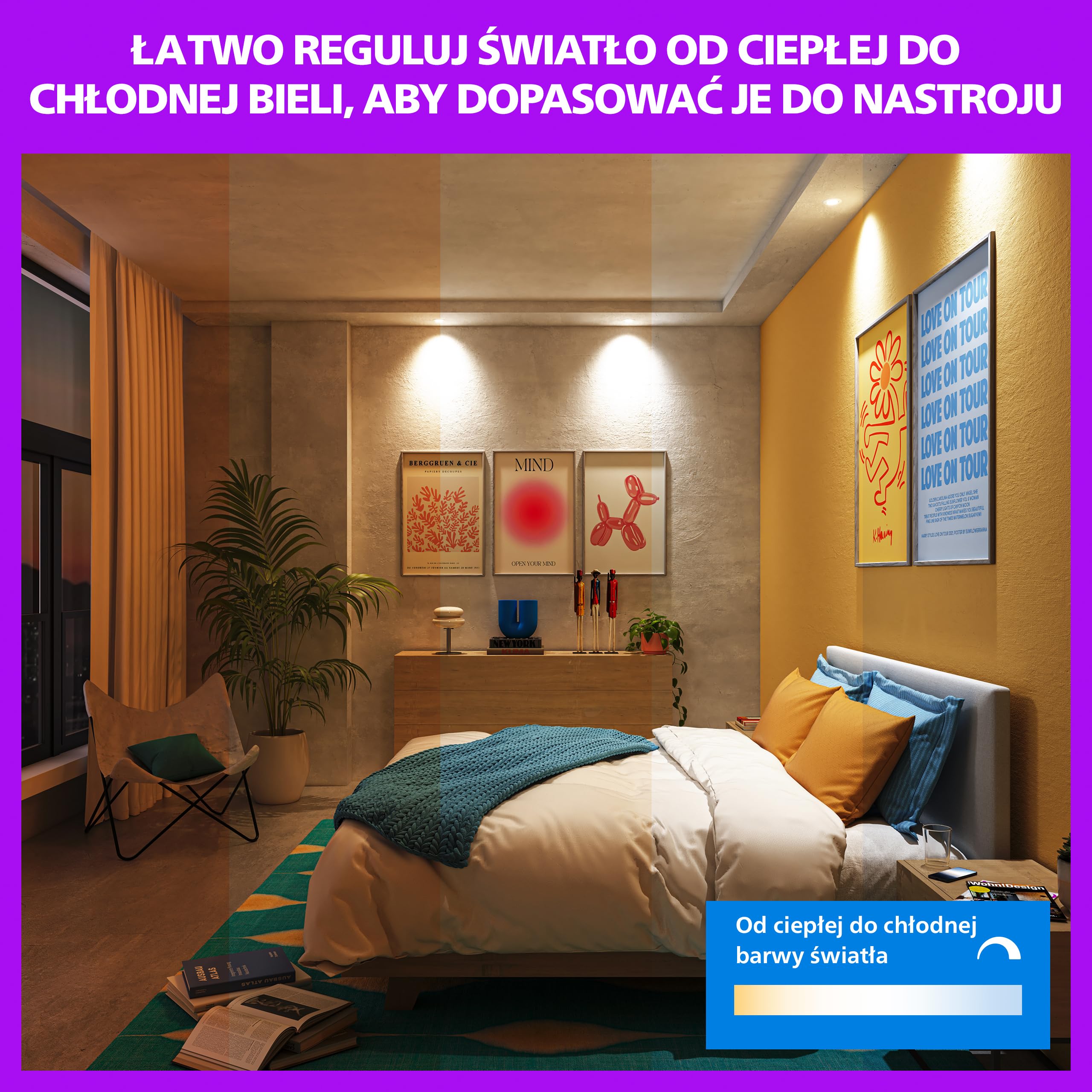 Smart RGB GU10 Szklana Żarówka LED, 3 szt., B22, 345 lm, Kolorowe i Regulowane Białe 2200–6500 K, Mocne Przyciemnianie, Connected by WiZ, Alexa, Google Home, Apple Home