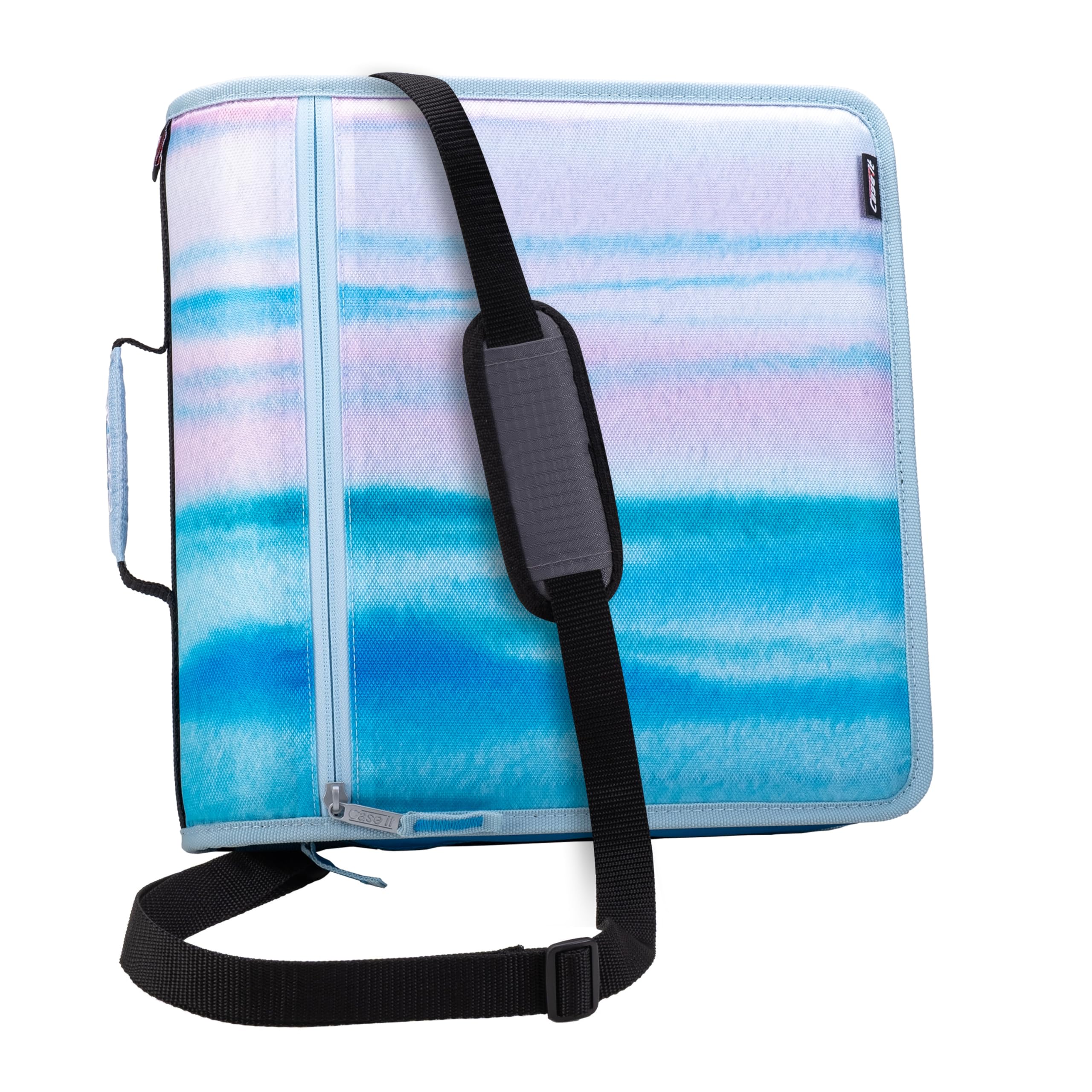 Case-it The Mighty Zip Tab Zipper Binder - 3 Inch O-Rings - 5 Color Tab Expanding File Folder - Multiple Pockets - 600 Sheet Capacity - Comes with Shoulder Strap, D-146 Watercolor Sky