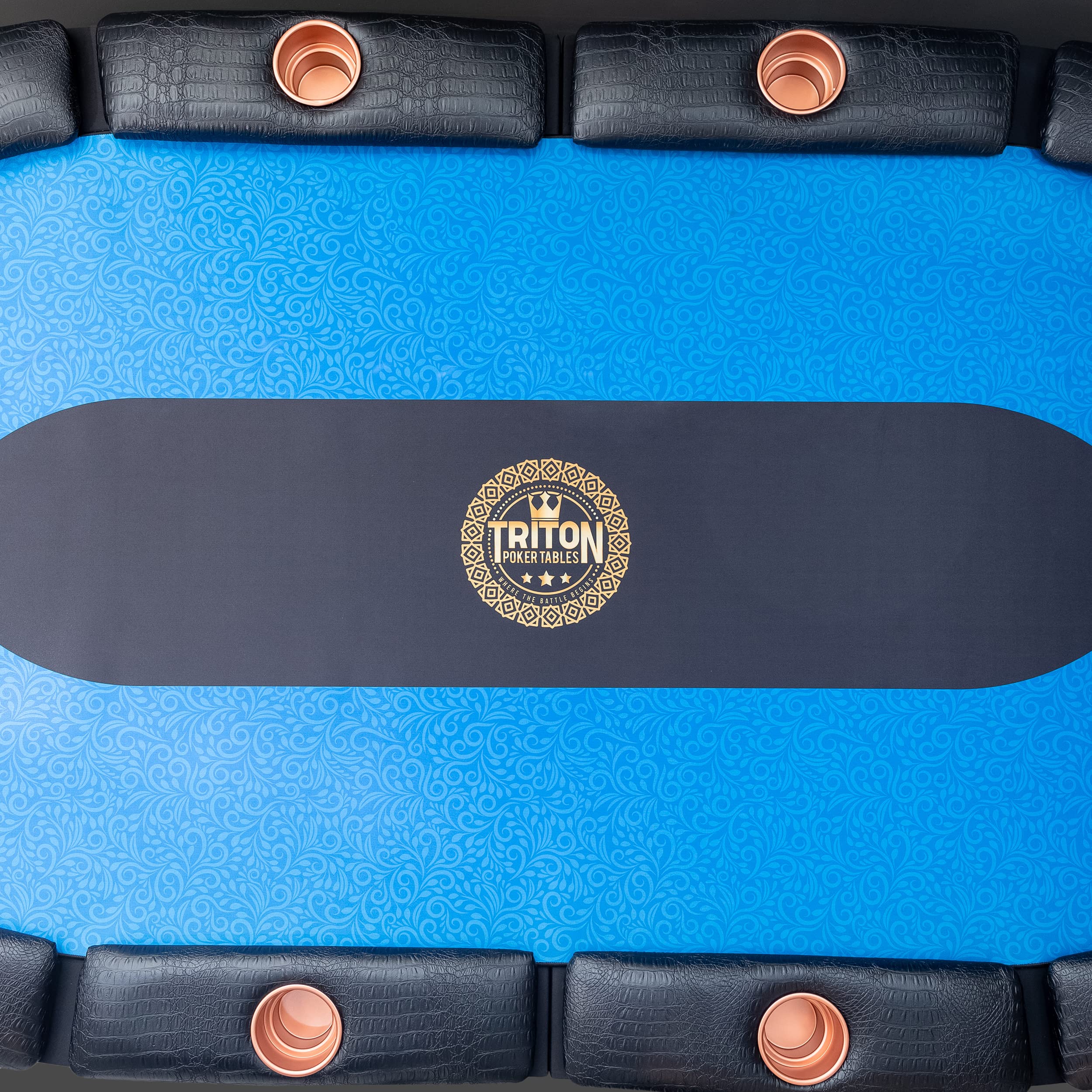 Triton Portable Poker Table Mat 10 Player for Casino- Multi-Spandex Fabric Rubber Portable Poker Game Mat with Zippered Oxford Fabric Carry Bag (77.75" L x 35.5" W, Blue)