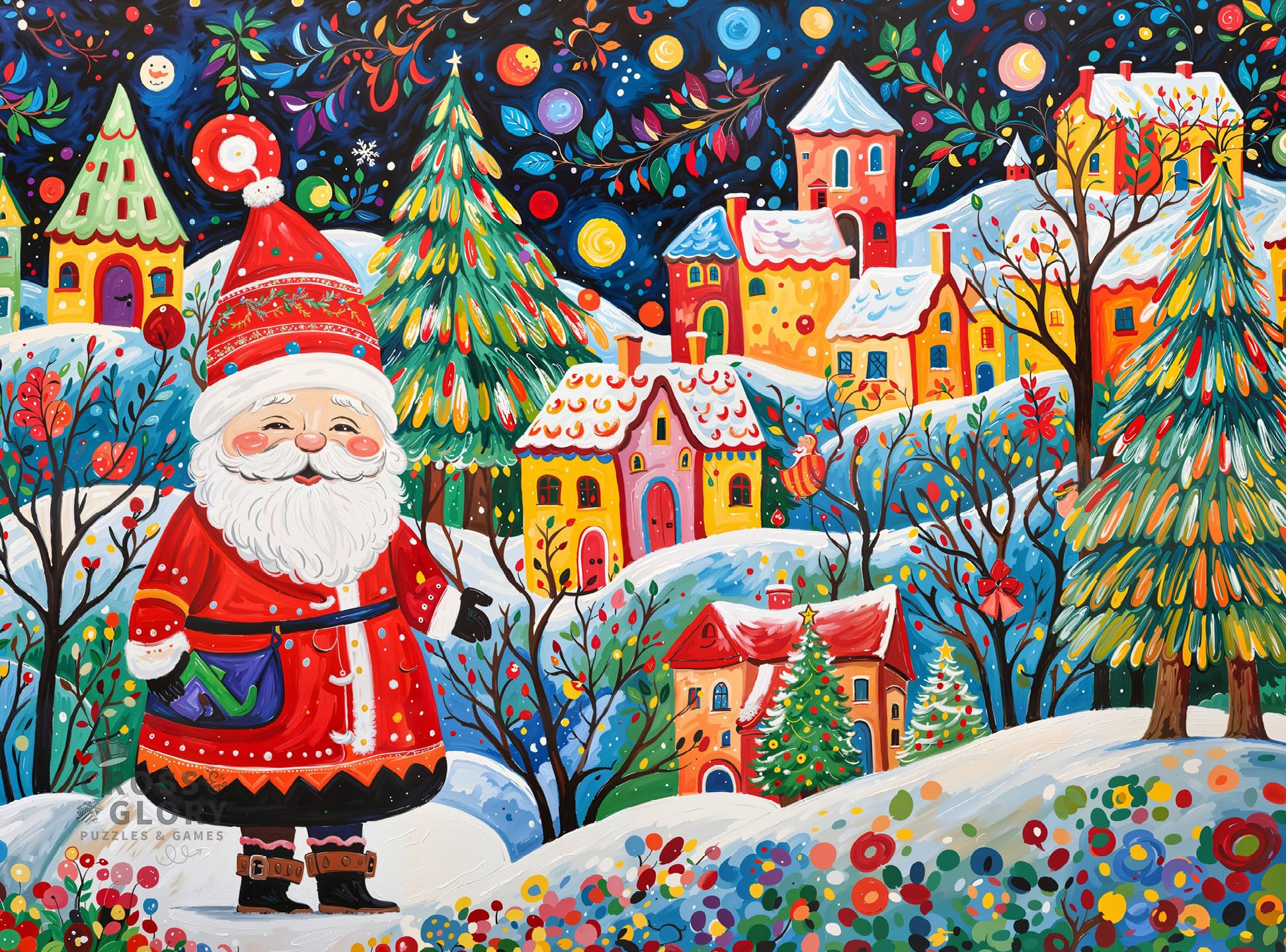 Cross & Glory - Puzzle natalizio da 1000 pezzi con Babbo Natale Yuletide Village by Cross & Glory - Sfida natalizia a tema Babbo Natale - Perfetto per feste in famiglia e amanti dei puzzle