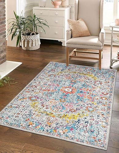 Miniatura 71 de Alfombra de entrada bohemia vintage de 2 x 3 pulgadas, alfombra de entrada pequeña, antideslizante, lavable, tapete para puerta de interior, tapete