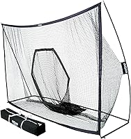 GoSports 10x7 ft Golf Hitting Net - Pro Practice Driving Range with HEX Pocket, Quick Setup for Indoor/Outdoor Use