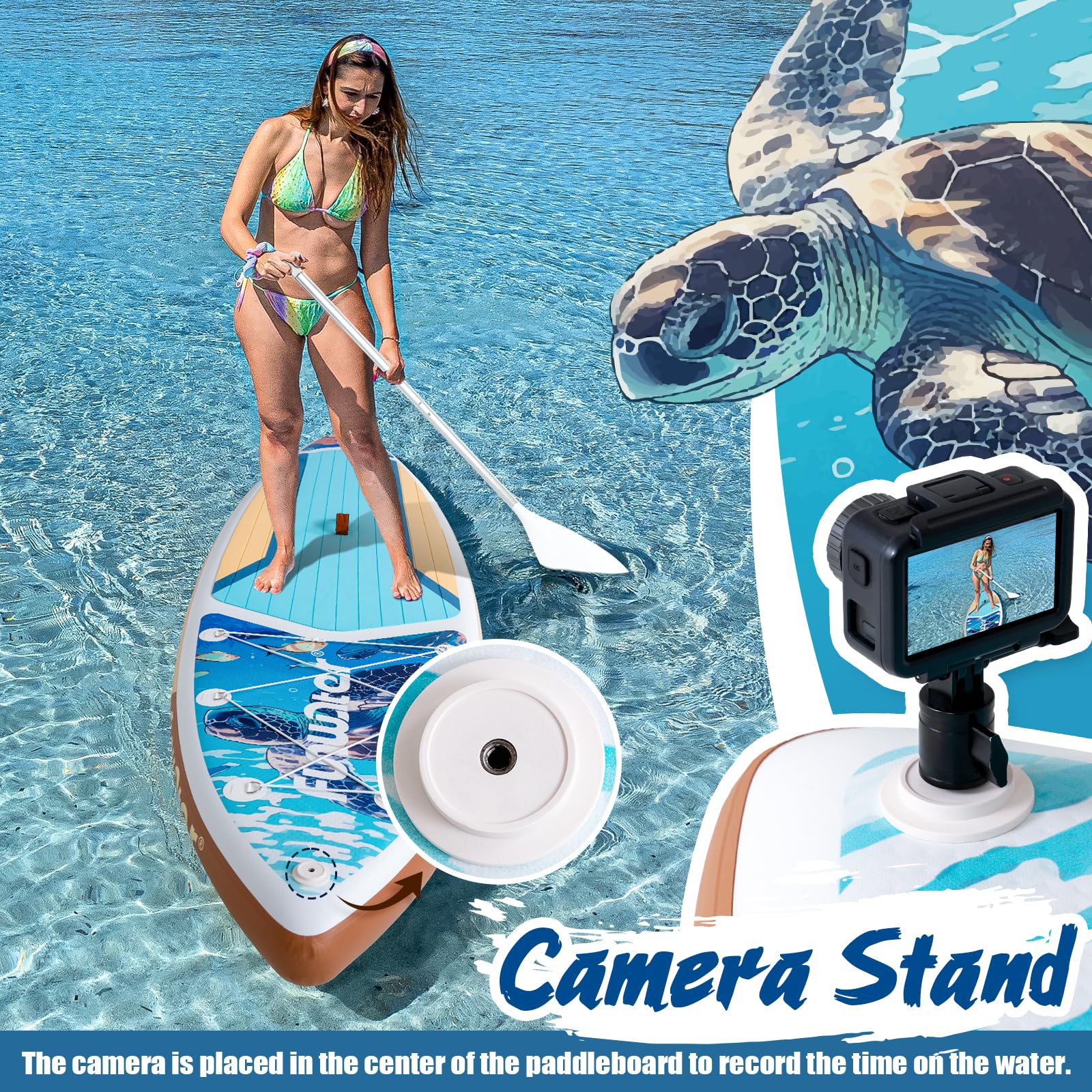 FunWater Planche à pagaie gonflable avec accessoires pour débutants | Planche à pagaie gonflable polyvalente en EVA pour adultes et jeunes de tous niveaux de compétence 3 m