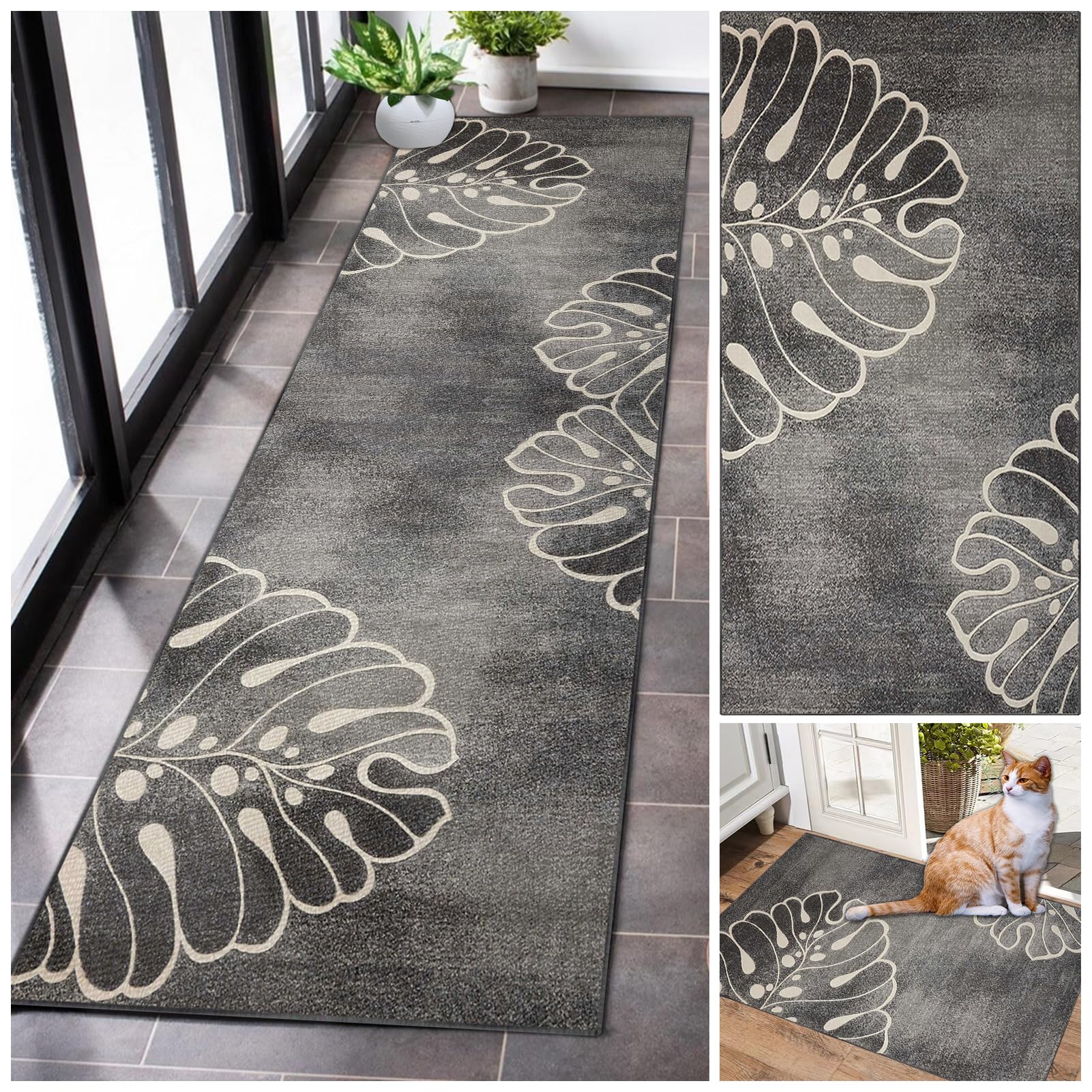 Runner Rugs for Hallway Long Non Slip Kitchen Rubber Back Carpet Runners Washable Hall Rug Carpet Floor Mat Narrow Corridor Carpet for Living Room Entryway Laundry Room Bedroom Hallway 120 x 350 cm