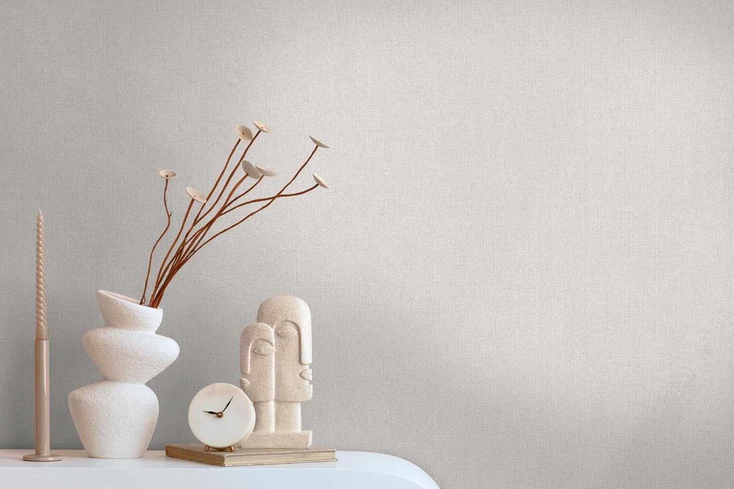 livingwalls Pure Elegance Plain Non-Woven Wallpaper 10.05 m x 0.53 m Beige Wallpaper with Light Structure - 363784