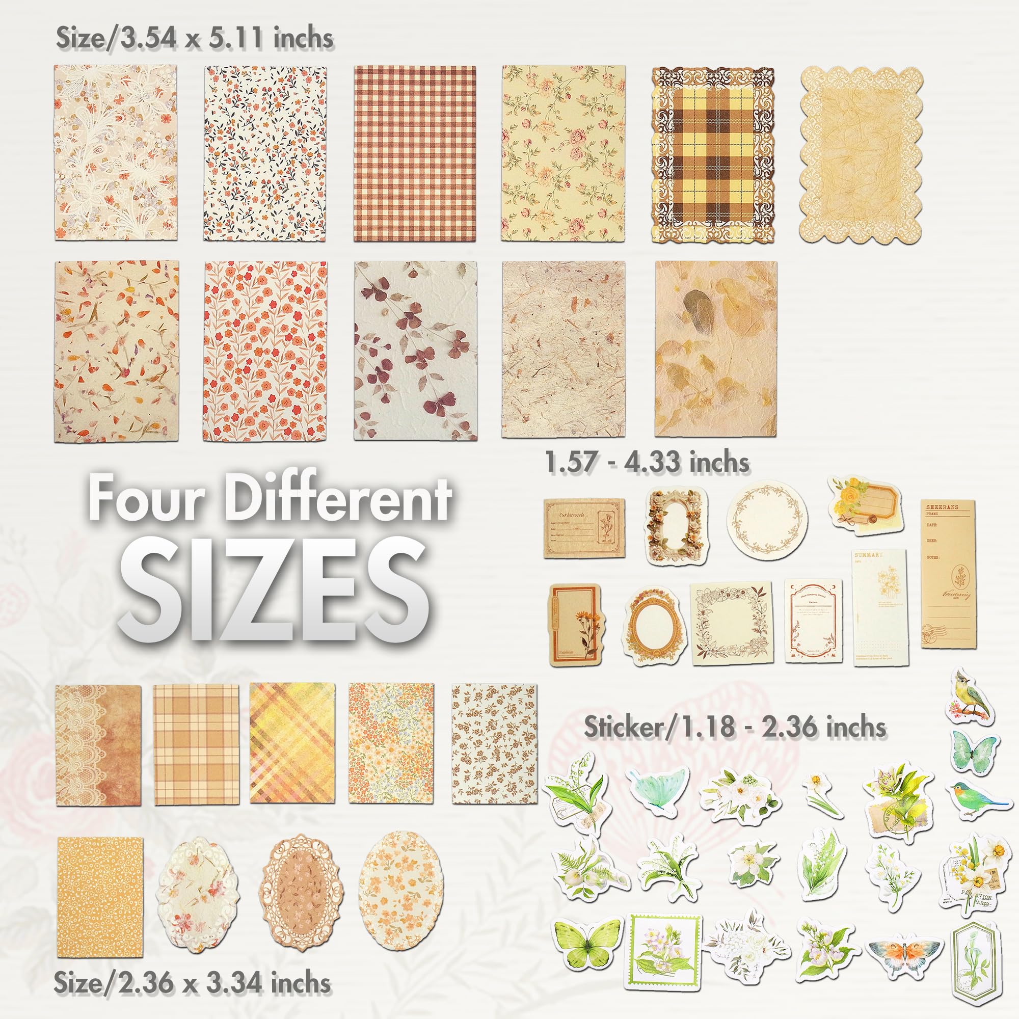 Vintage Floral Scrapbook Paper & Stickers - 400pcs -3