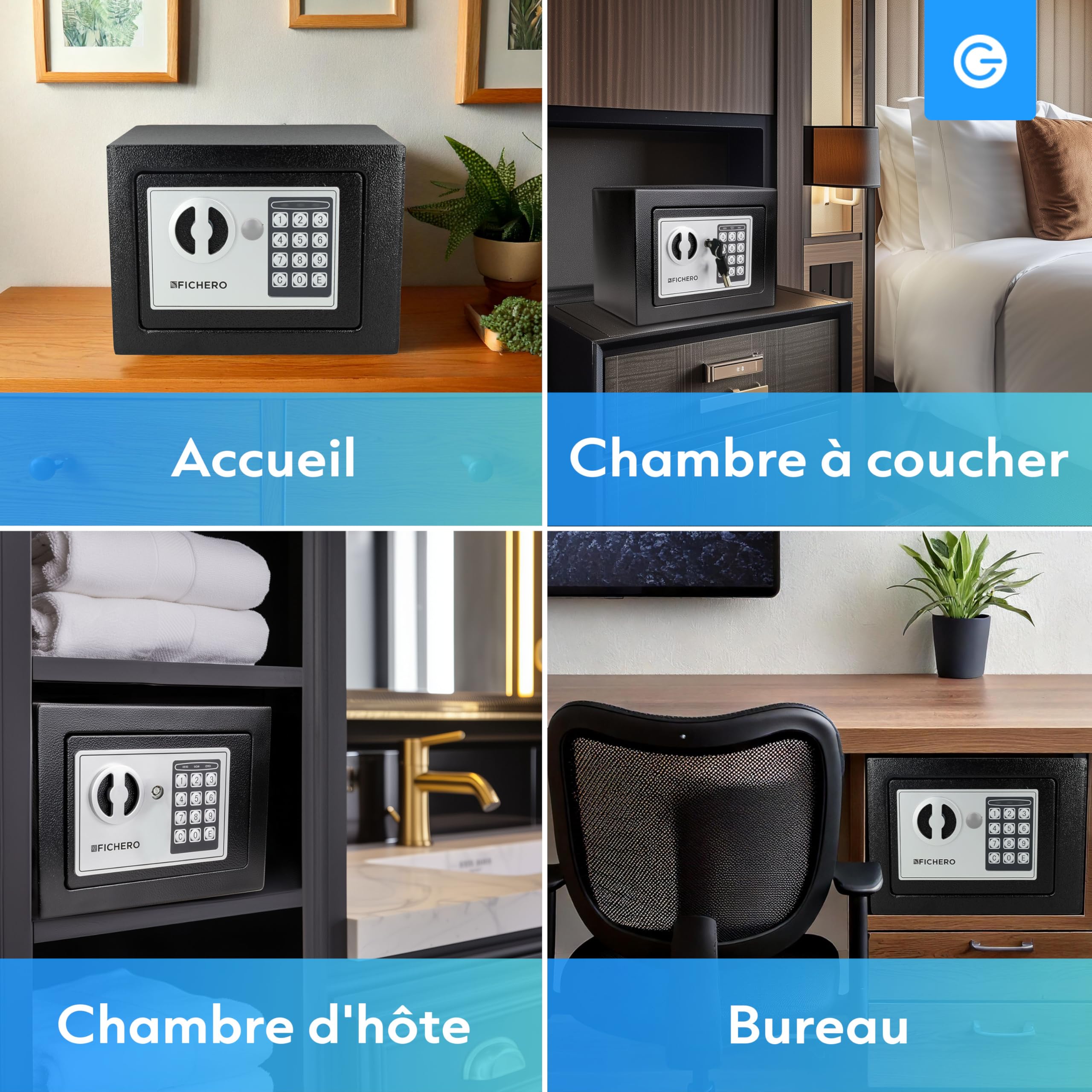 Silvergear® Petit Coffre Fort à Code | Coffre Fort en Acier avec Serrure Électronique à Code de Chiffres | 2 Clés et Code pour Ranger l'argent, Bijoux & Objets de Valeur | 17x23x17cm | Noir