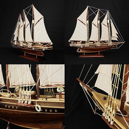 Miniatura 3 de Atlantic Yacht modelo de madera de barco de 24 pulgadas, estanque, yate, velero, modelo de madera americana, barco, artesanía, hogar, sala de estar,