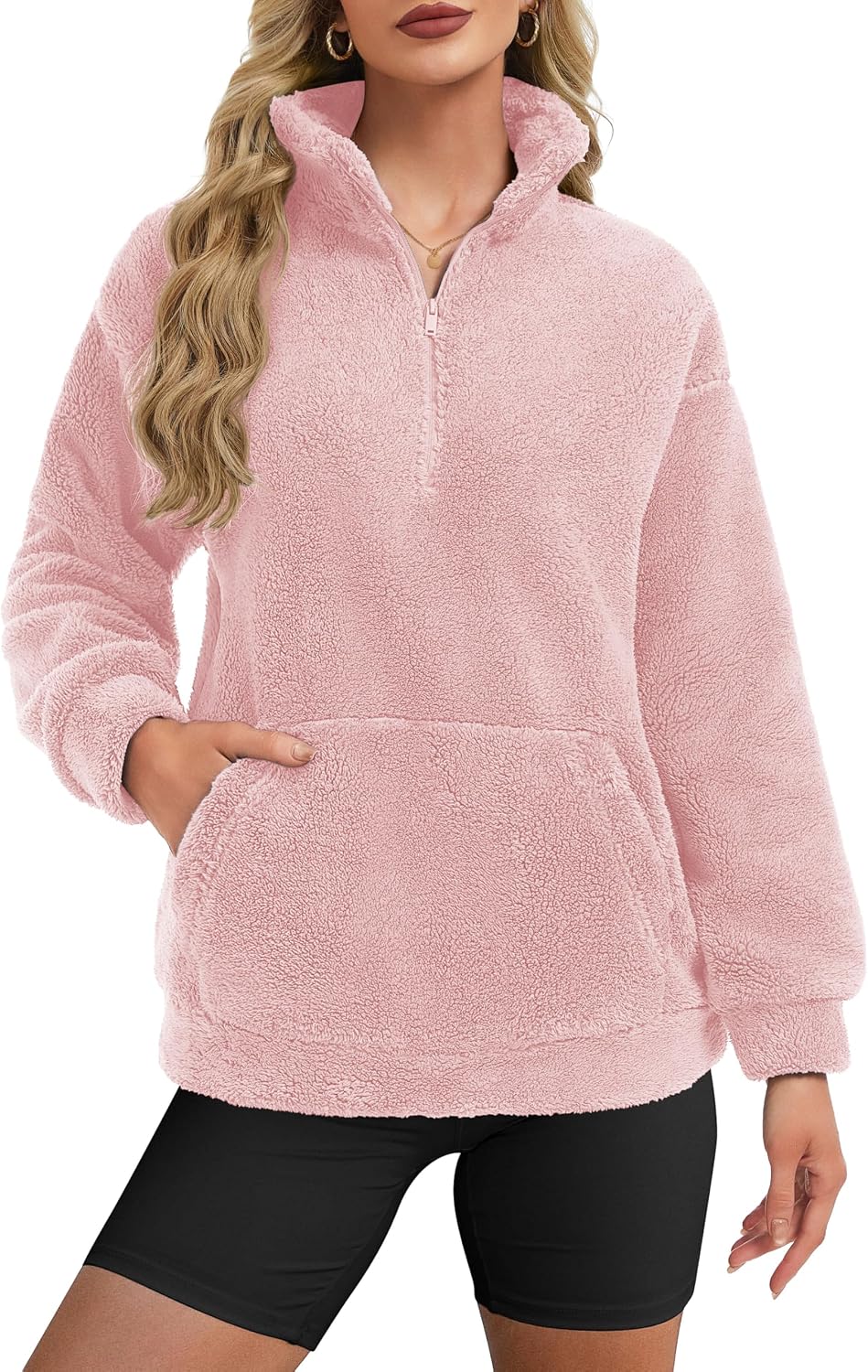 YUCOLEN Fleece Pullover Women Long Sleeve Fuzzy Half Zip Sweatshirt with Pockets Warm Winter Spring Jacket 2026 Trendy