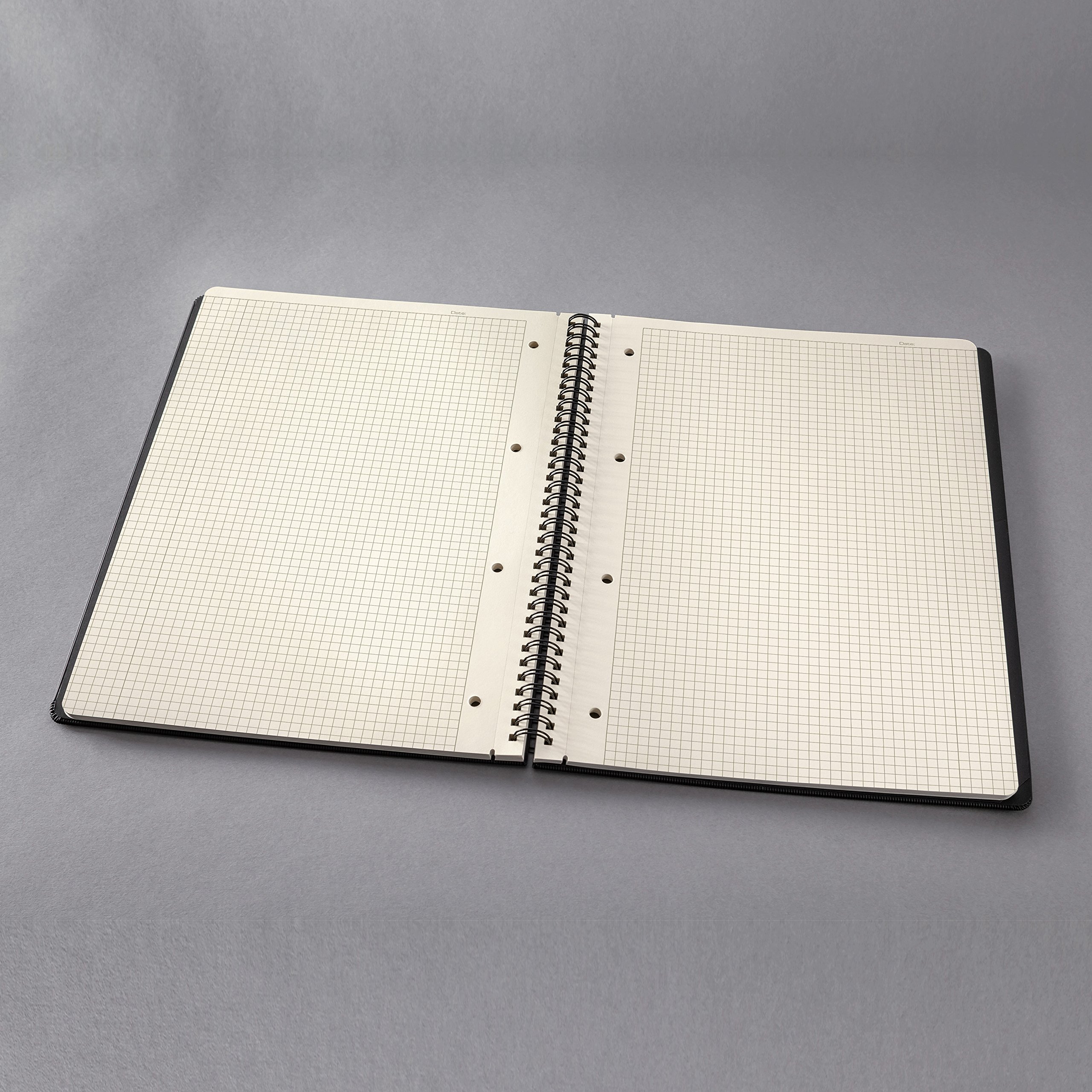 SIGEL CO840/3 Premium Spiralblock A4, kariert, schwarz, 80 Blatt, 3er Pack, sehr stabiler Hardcover-Einband, mit versetzbarem Register, Einsteckfach, aus nachhaltigem Papier, Conceptum | CO840/3, 80 Blatt, mit versetzbarem Register, sehr stabiler Hardcove