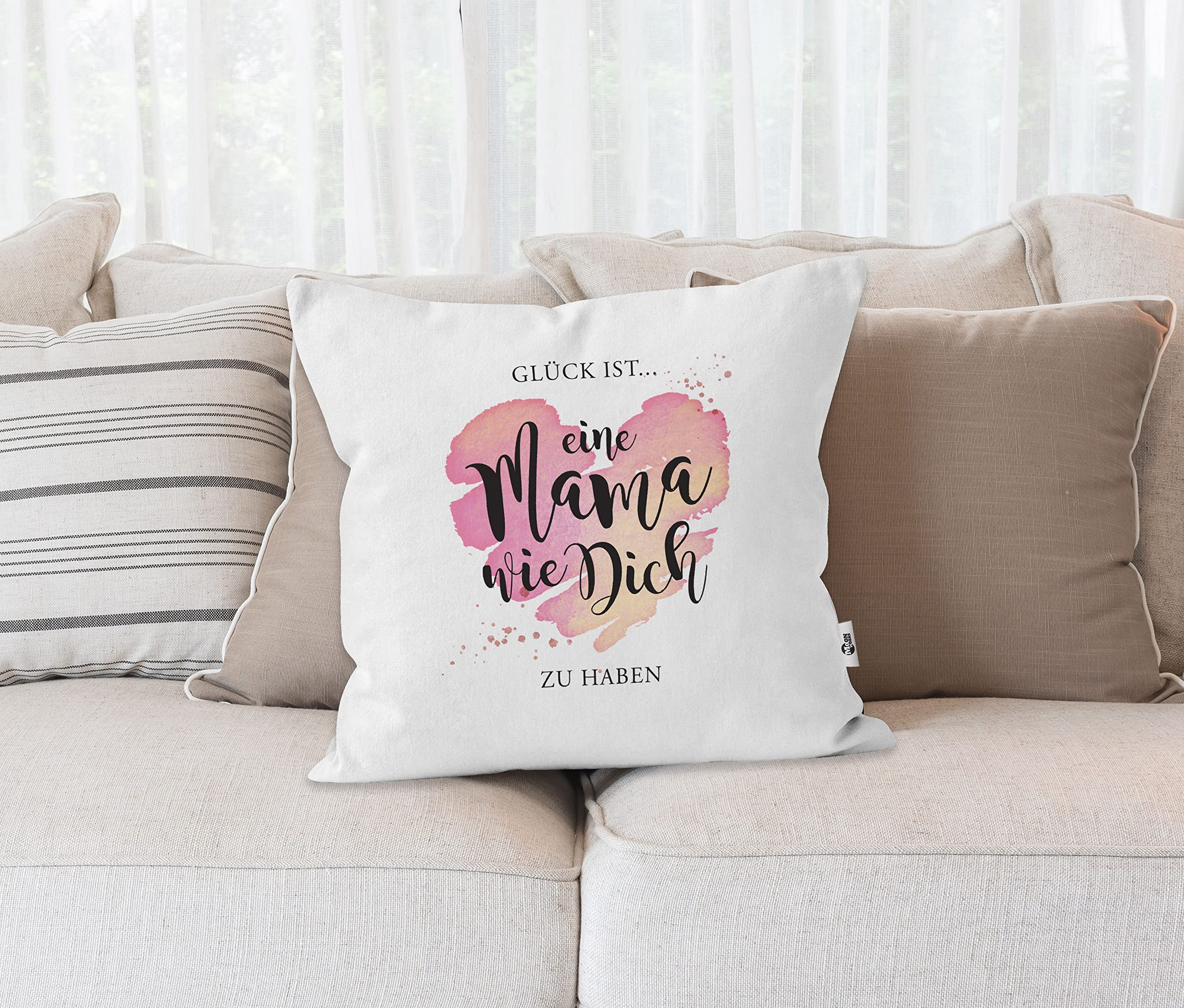 Zierkissen 40x40 Cm 'Ich Hab Dich Lieb Mama' – Süßes Muttertagsgeschenk, Weiß, Mit Füllung, Aus Polyester