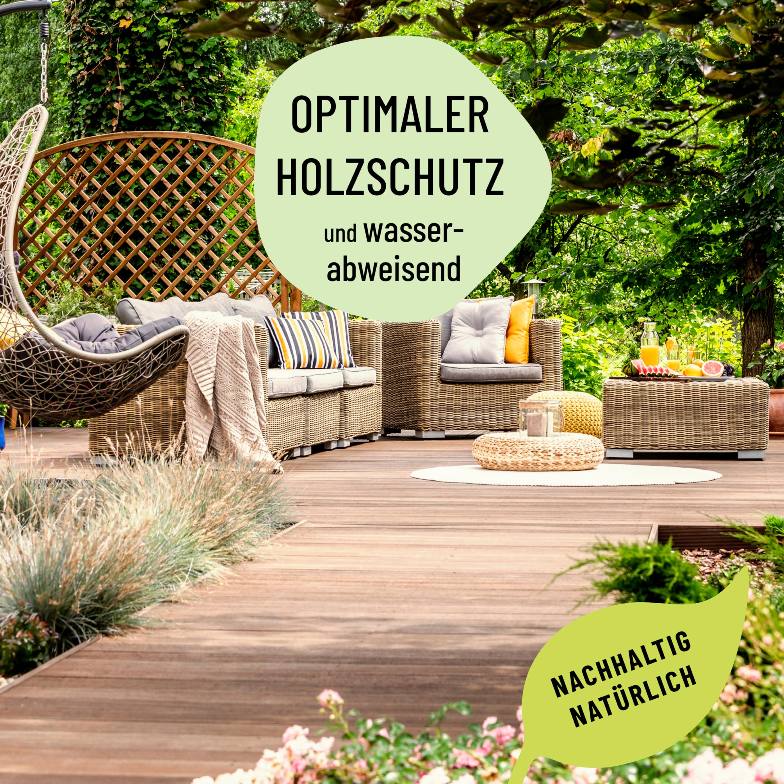 ECO Terrassenöl für Außen | Nachhaltiges Holzöl, wasserfest, schnelltrocknend - Made in Germany (2,5L - farblos)