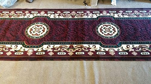 Miniatura 5 de Kingdom Alfombra tradicional larga persa diseño burdeos D123 (32 pulgadas x 15 pies 6 pulgadas)