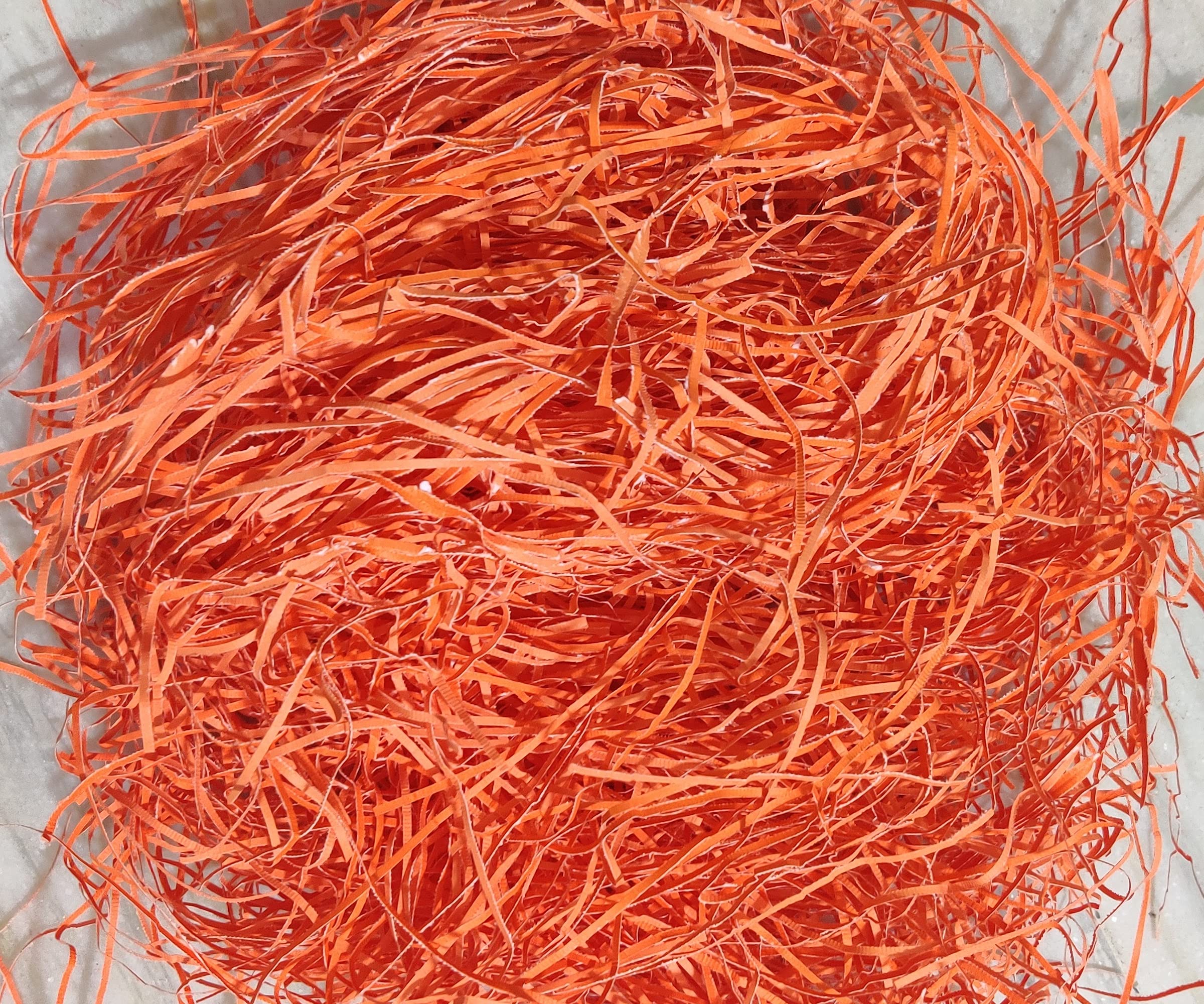 Alvika - The Gift Shop? - 450 Grams Crincle Cut Paper Grass for Gift Wrapping & Filling for Packing of Gifts for Marriage, Christmas, Baby Shower & Any Occasions (Pack of 450 Gram, Fiery Orange)