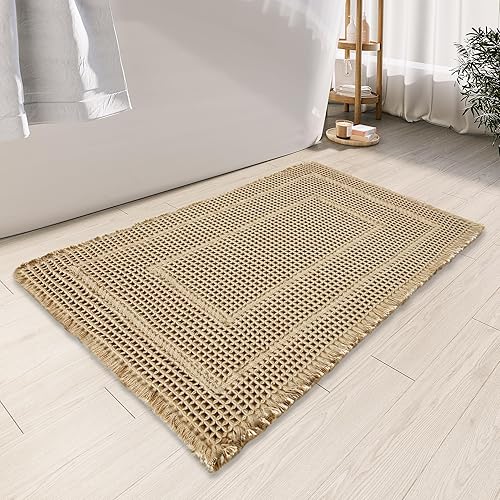 Miniatura 25 de Alfombras de Baño, Alfombra de Baño de Gofre Super Absorbente Mejorada, Alfombras de Baño Antideslizantes Lavables, Alfombras de Ducha de Secado