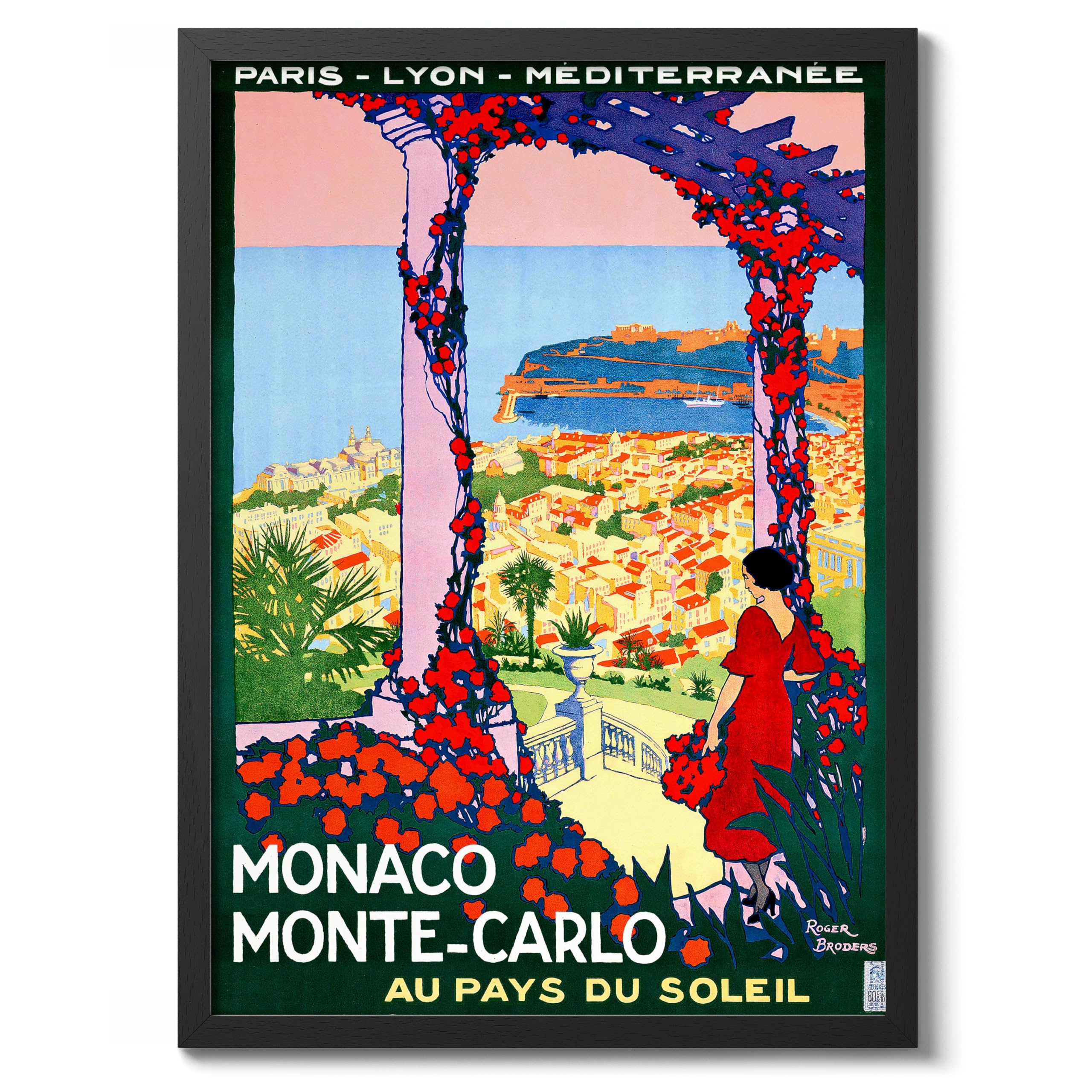 Monte Carlo, Monaco Vintage Travel Poster, Retro Tourism Print, Popular Attractions Around The World, Postcard Home Decor, Archival Matte, A5 (Black Frame) - 21x14.8cm โ image 1