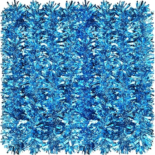 WILLBOND Guirnalda metálica de oropel de Navidad, guirnalda metálica para árbol de Navidad, guirnalda de oropel brillante para fiestas, decoraciones