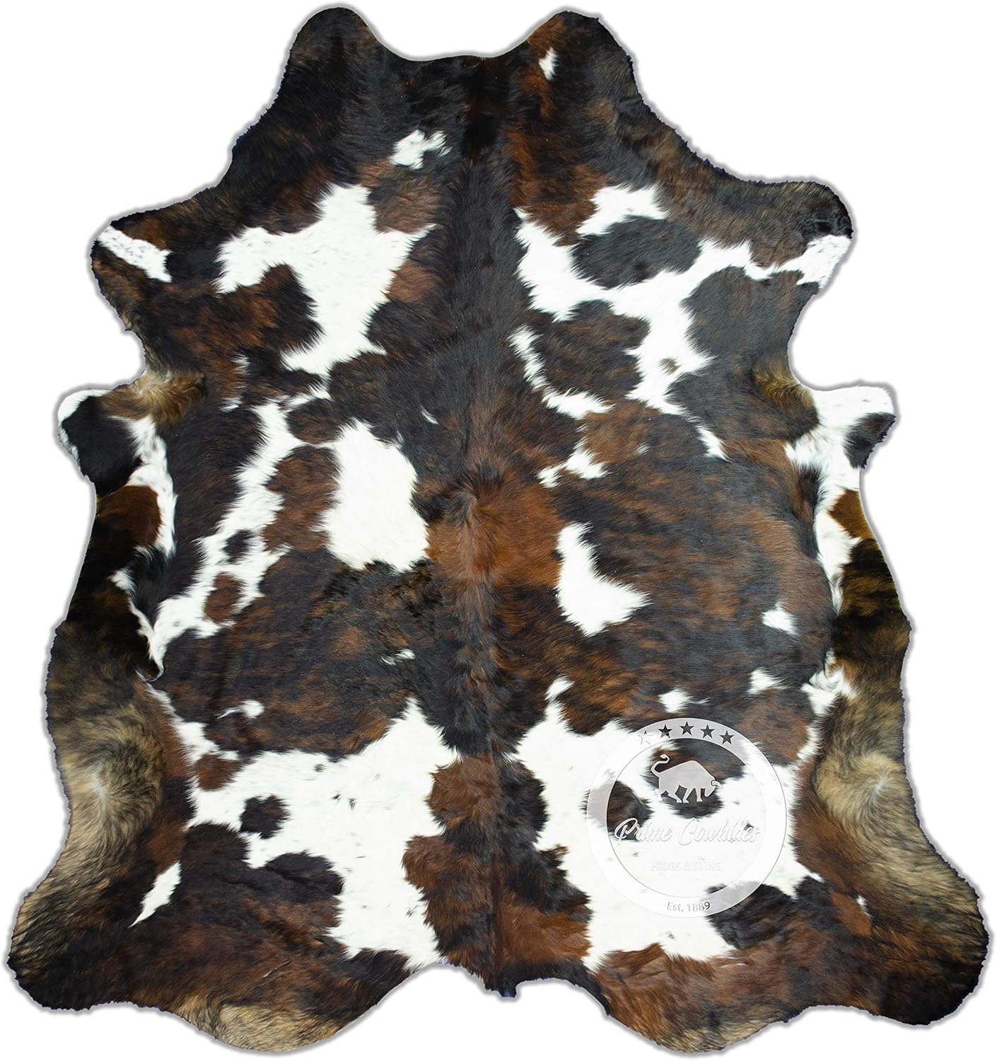 Cowhide Rug Tricolor Authentic Hair on Hide Size: Large (5ft x 7ft) (150cm x 210cm)