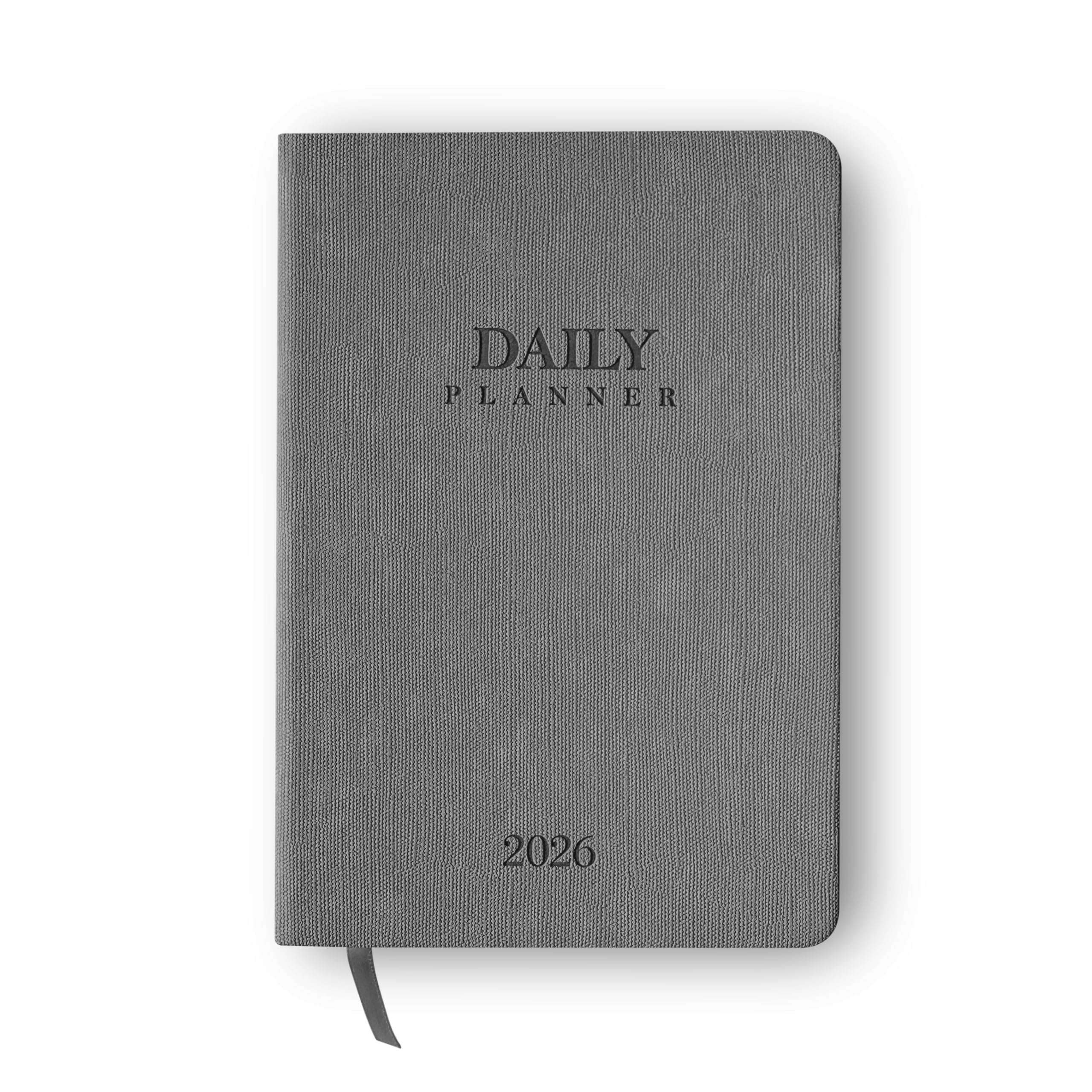 delka 2026 A5 Daily Planner Diary – Day Per Page Appointment Book, Weekly Planner, Goal Setting Journal, Hardback Notebook for Office, School & Personal Use (200 Pages, 80 GSM) (Warm Taupe)