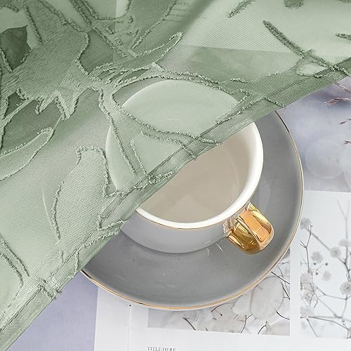 Vista 78 de OVZME - Anji Cortinas semitraslúcidas de gasa, ligeras, vaporosas, privacidad, textura, bolsillo barra doble, pájaros recortados, dormitorio, sala