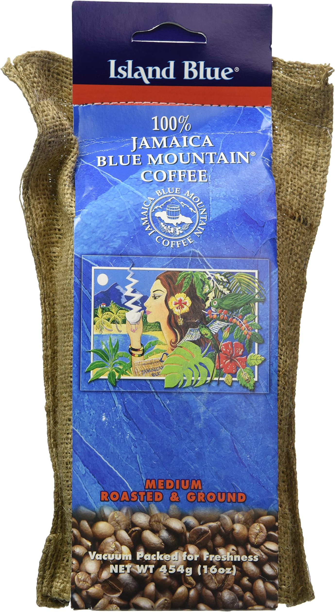 100% Jamaica Blue Mountain Medium Roast Ground Coffee, 16oz – Authentic Jamaican Gourmet Arabica, Smooth Low-Acid Luxury Coffee, Premium Caribbean Coffee Gift