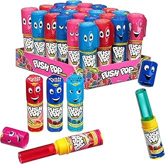 Push Pop Valentine's Candy Variety Pack, 24Ct Bulk Individually Wrapped Lollipops in Assorted Flavors, Full Size, Fun Hard Candy For Birthday Parties, Valentine's Gifts, Goodie Bags, Party Favors