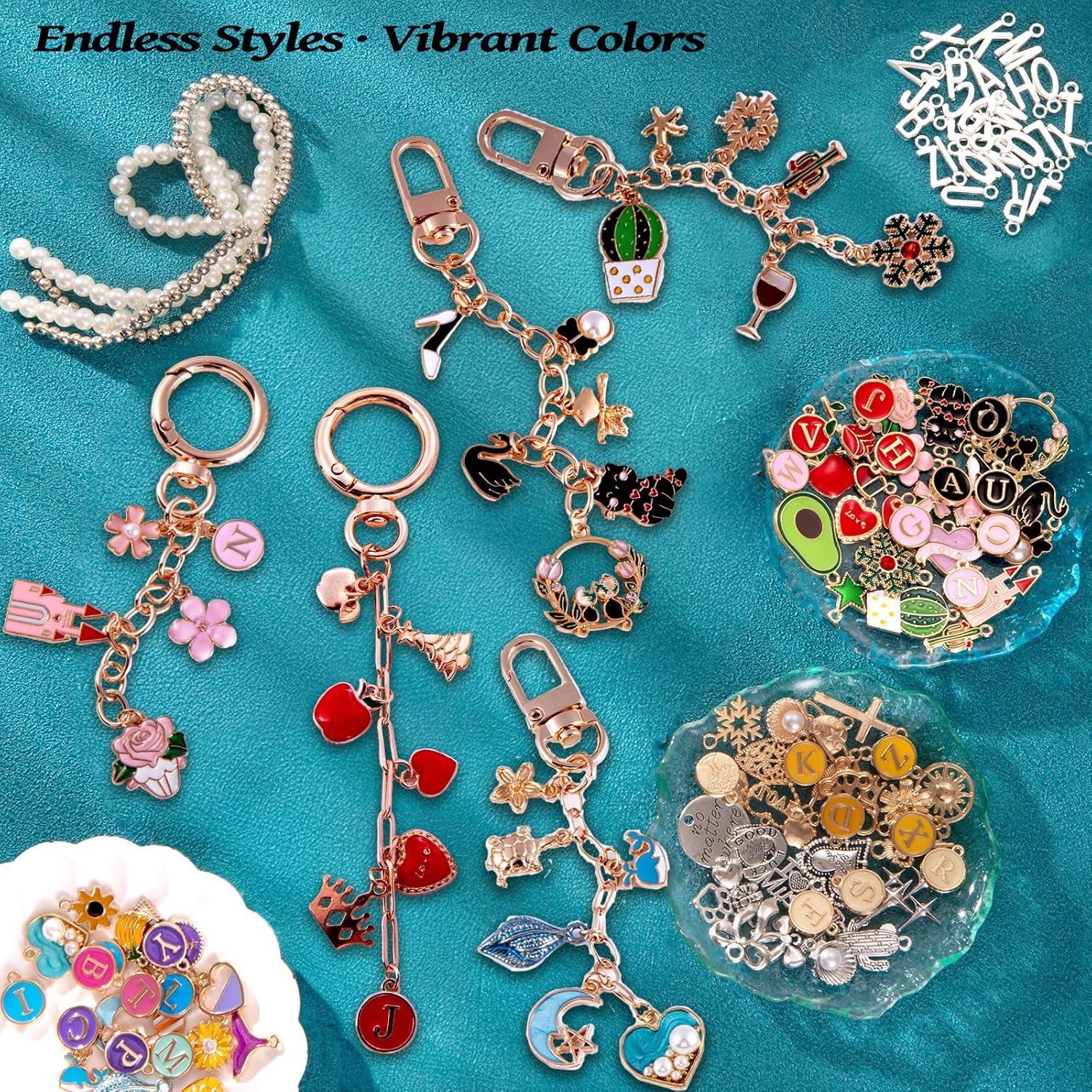 Wurosi 325Pcs Charms Lip Gloss Keychain Making Kit, Including 20 Keychain Clips 25 Extender Chain 118 Charms Jewelry Plier, Bag Charm Kit, Keychains Making Supplies for Jewelry Making,Christmas Gifts - Image 7