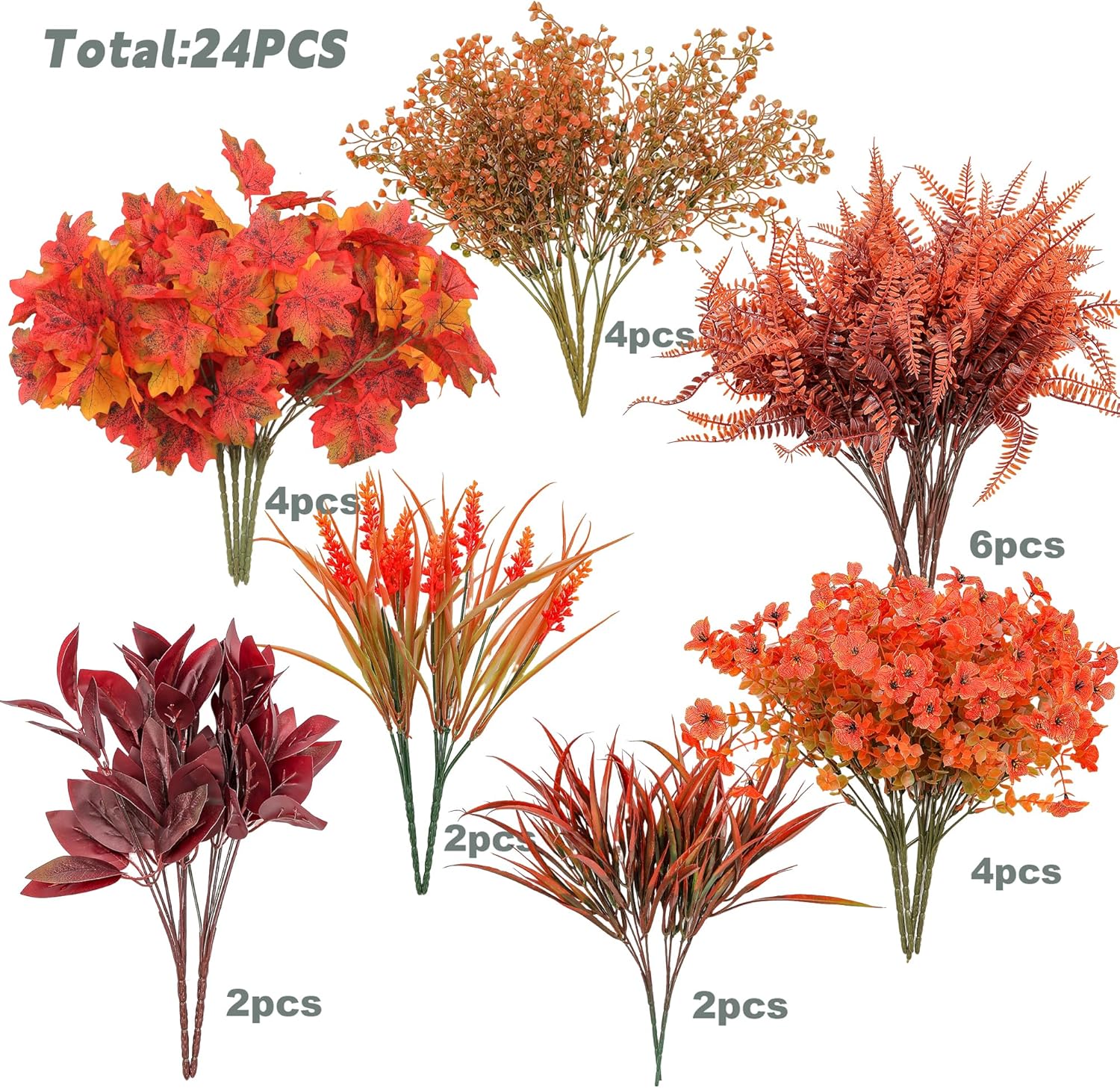24 Bundles Fall Flowers Artificial for Decoration, Artificial Mums for Outdoor Maples Flowers for Outside Garden Yard Window Fall Decorations for Home Thanksgiving Autumn Fall Decor - Image 2