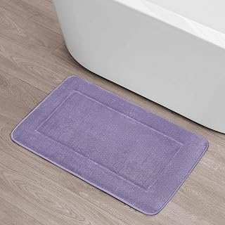 Oliver Brown - Terry Bath Mat, Memory Foam Bath Rug, Non-Slip, 100% Polyester, Premium Bathroom Decor, Machine Washable, Measures 20 in. x 32 in., Wisteria Purple