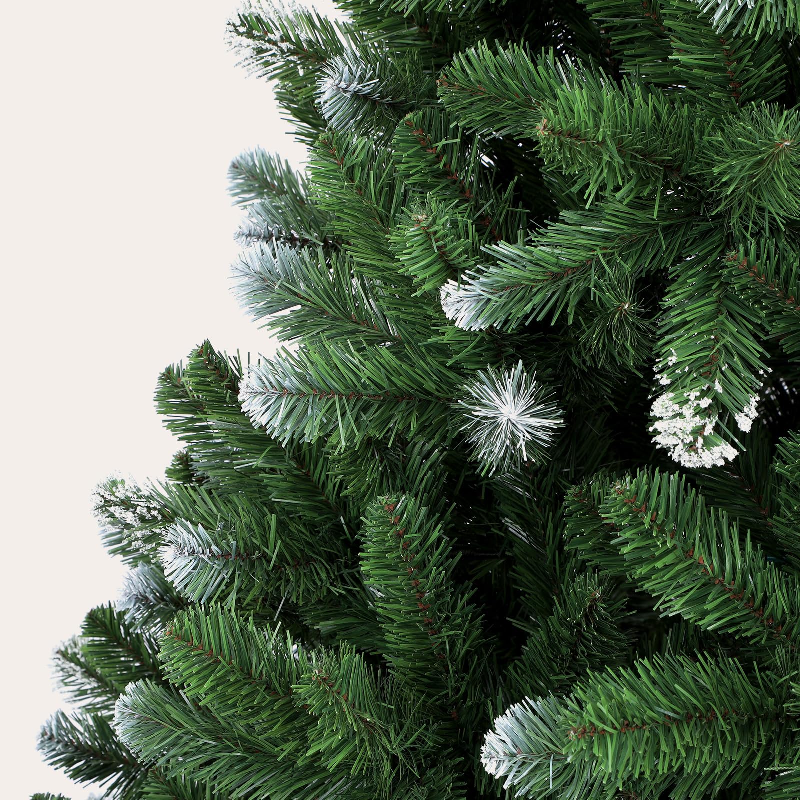 SALCAR Sapin de Noël Artificiel 210 cm, Robuste avec Tronc en Métal, Branches en PVC Décorées de Neige, Résistant et Durable