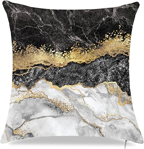 Miniatura 9 de Fundas de almohada negras, fundas de almohada decorativas negras y doradas de 18 x 18 pulgadas, fundas de almohada decorativas negras, fundas de