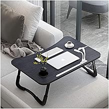 A3A ACADGQ Laptoptisch, Laptop Betttisch Klappbar, Notebook Tisch mit 4 USB Ladeanschluss, Schublade, PAD Ständet, Cup Slot, für Bett, Sofa, Boden (60 x 40 cm, Schwarz)