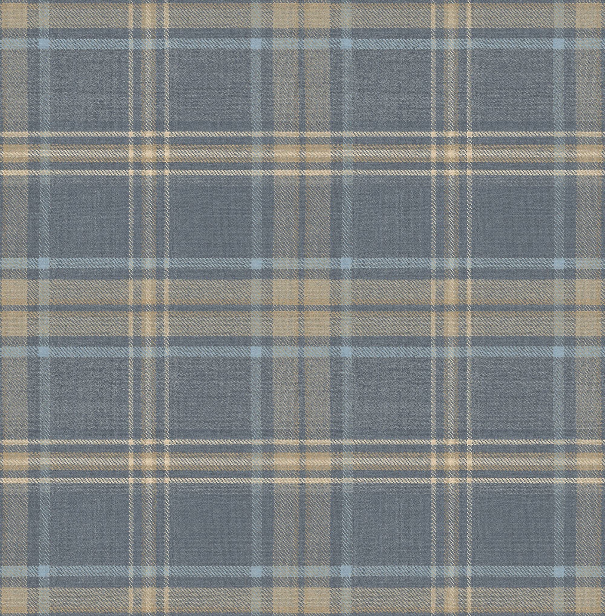 Casa Mia Tartan Paper Non Pasted Strippable Wallpaper Roll (Cover 56.05 sq. ft.) (Blue and Brown)