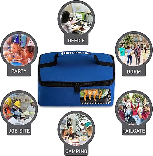 Miniatura 2 de HOTLOGIC Mini lonchera eléctrica portátil, calentador de alimentos con recipiente de vidrio, calentador de alimentos y lonchera calentada para