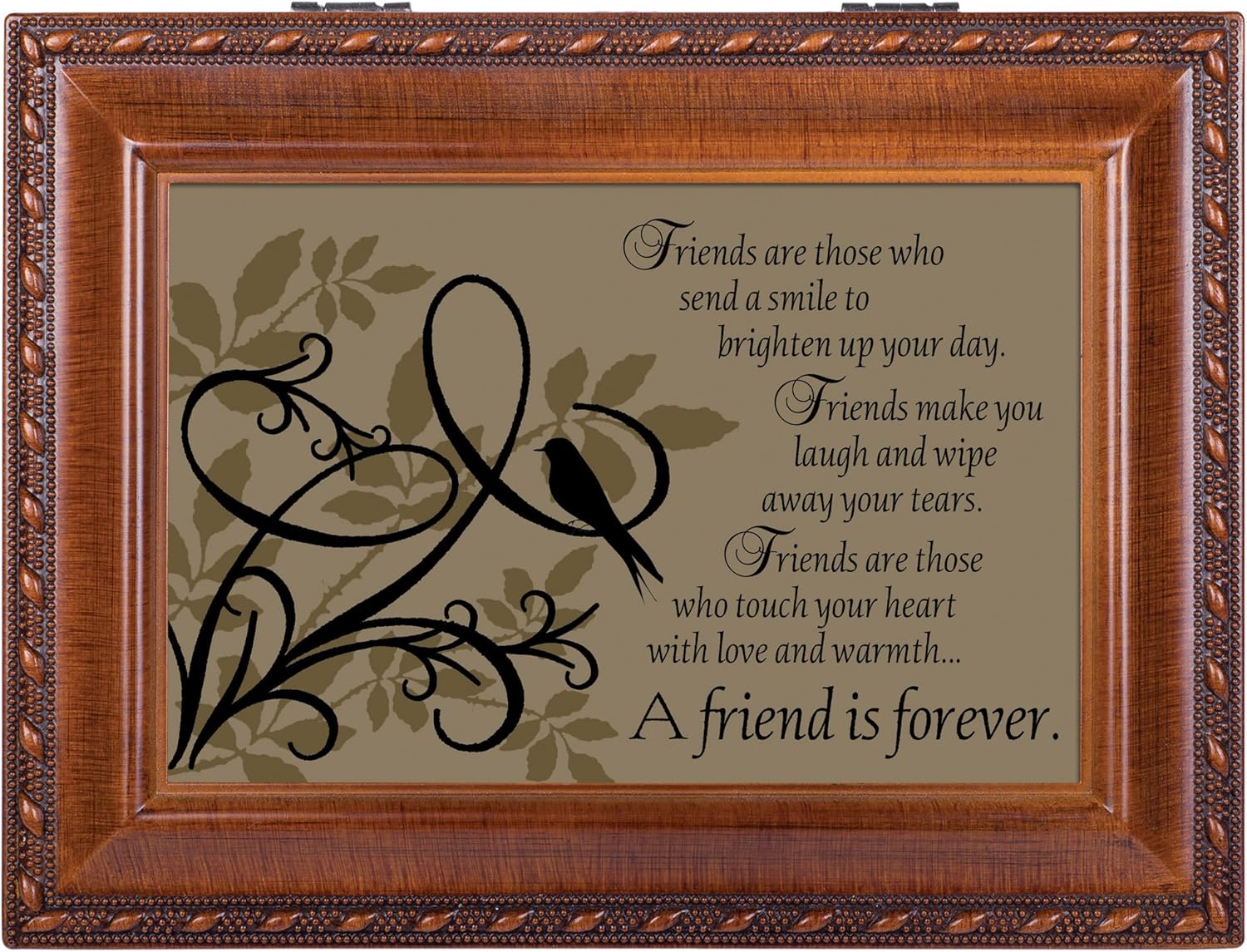Cottage Garden A Friend is Forever Woodgrain Music Box/Rope Trim Box Plays That's What Friends are for