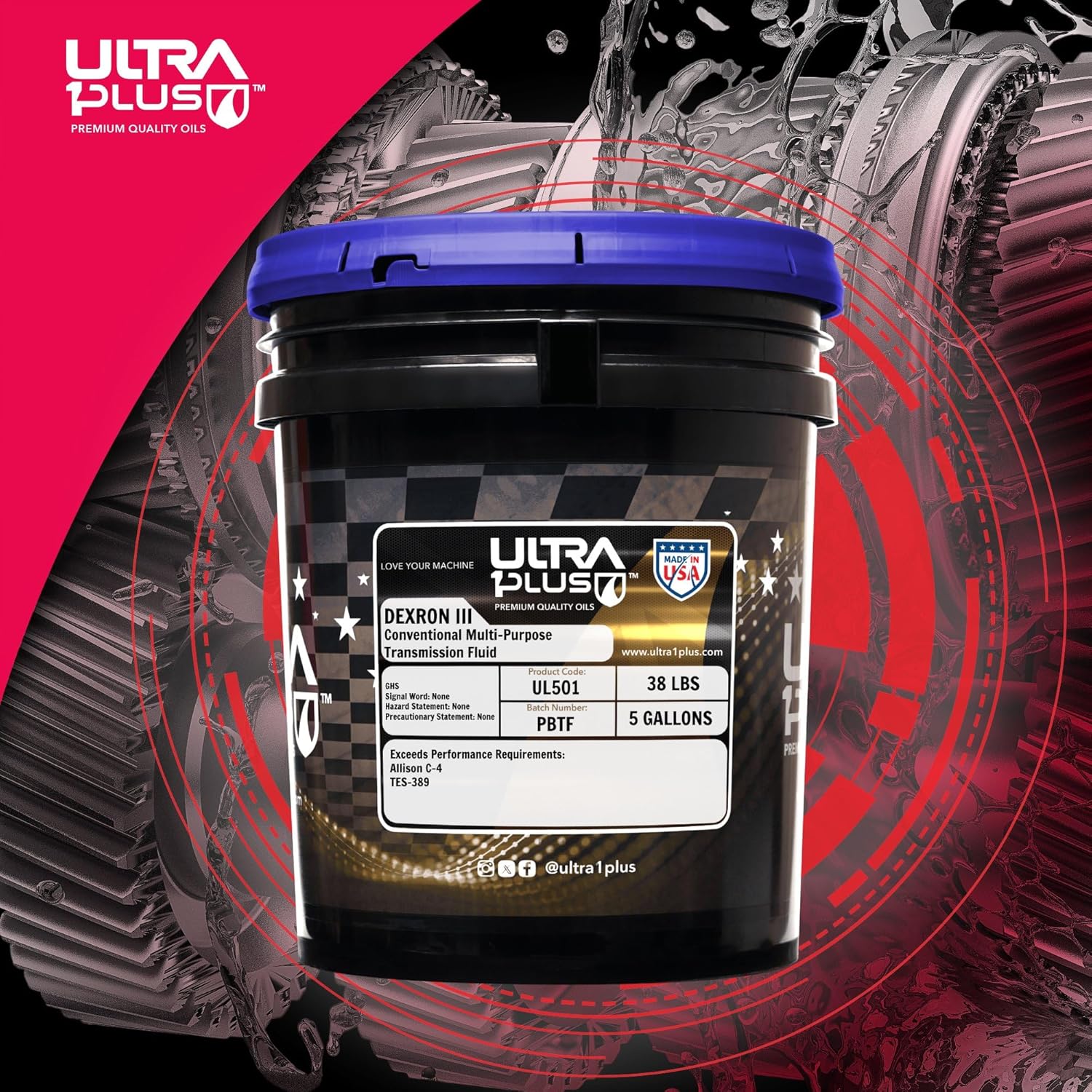 ULTRA 1PLUS ATF Dexron III/Mercon Automatic Transmission Fluid - ATF Dexron 3 (1 Gal - 4 QTS) (Pack of 2)