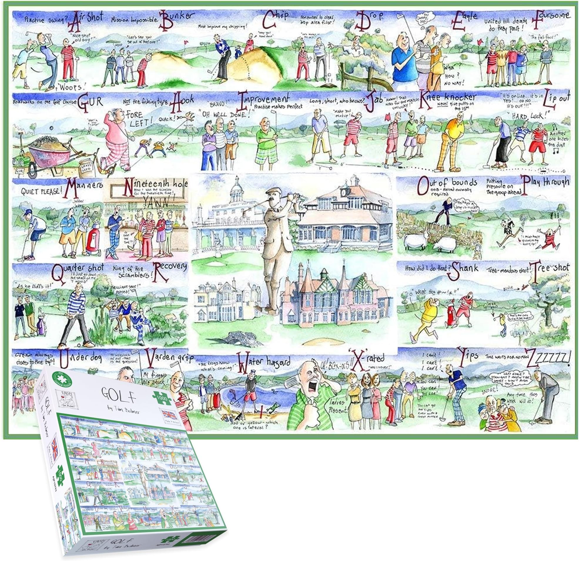 All Jigsaw Puzzles - Golf By Tim Bulmer - 1000 Piece Puzzle For Adults, Large Puzzle 66cm X 50cm In Size. Challenging To Complete But Fun And Humorous