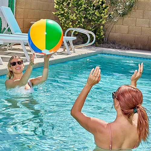 Miniatura 2 de JOYIN Paquete de 4 pelotas de playa de 20 pulgadas – Pelota de playa grande arcoíris inflable juguetes de piscina para decoración de suministros de
