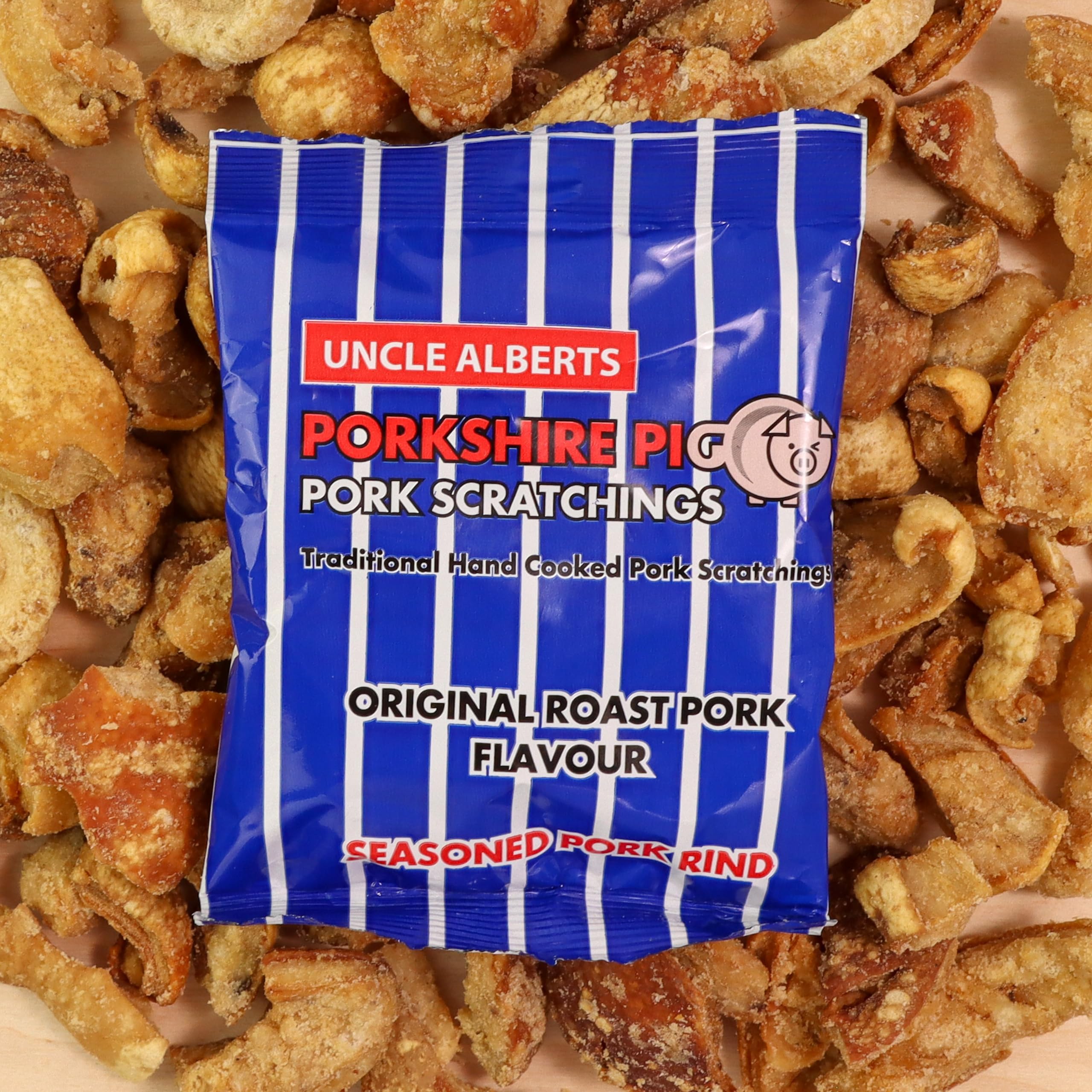 Porkshire Pig Premium Pork Scratchings, 12x60g, Perfectly Seasoned, Pub Style, Low Carb, Keto Friendly, Hand Cooked