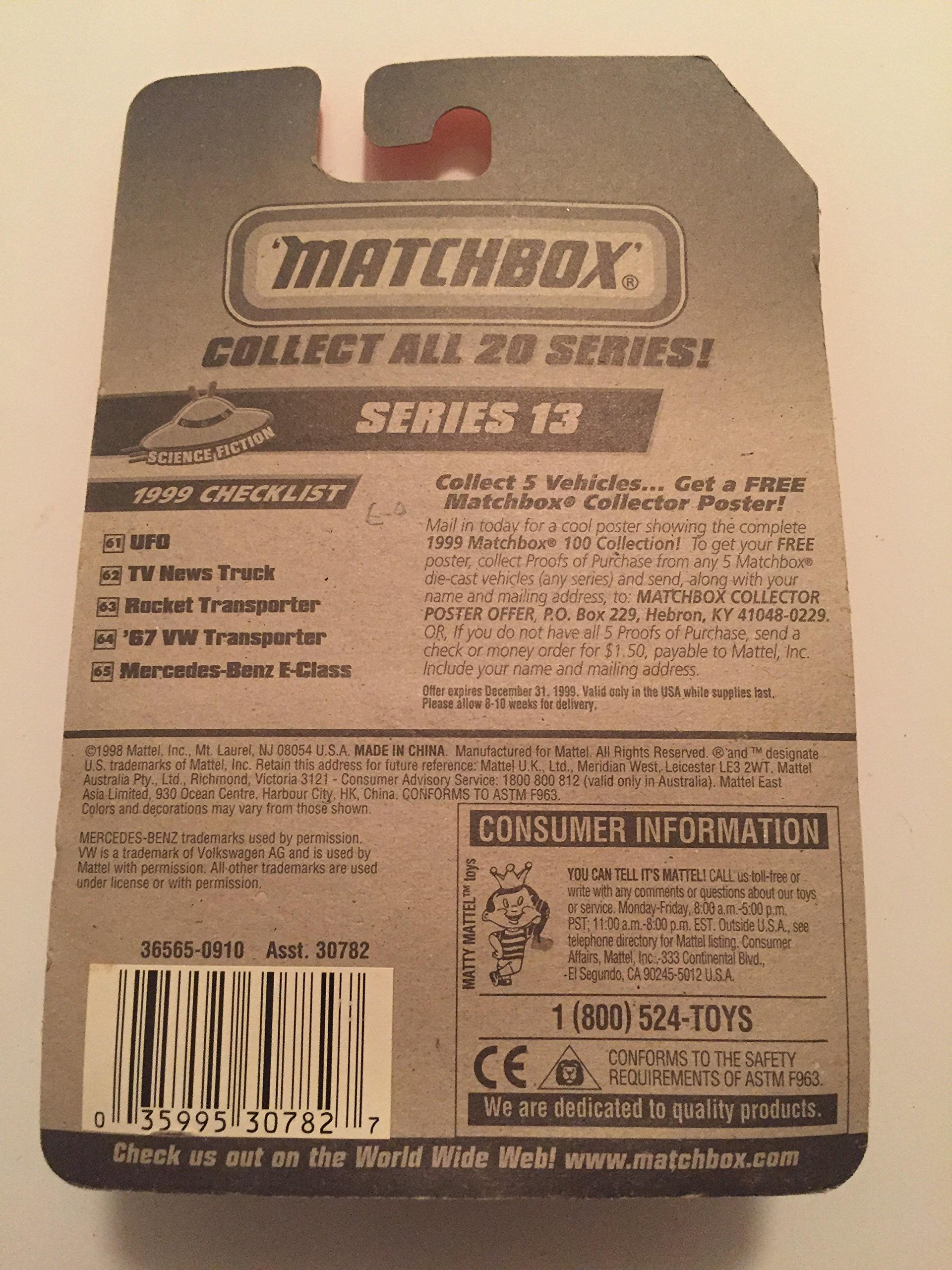 Matchbox 1998 Serie 13 Ciencia ficción OVNI Die Cast Collector Car #61 Escala 1:64