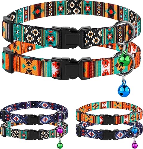 Collar de gato Breakaway 2 piezas de patrón ajustable tribal azteca suroeste de seguridad collares para mascotas para gatos gatitos (Tribal +