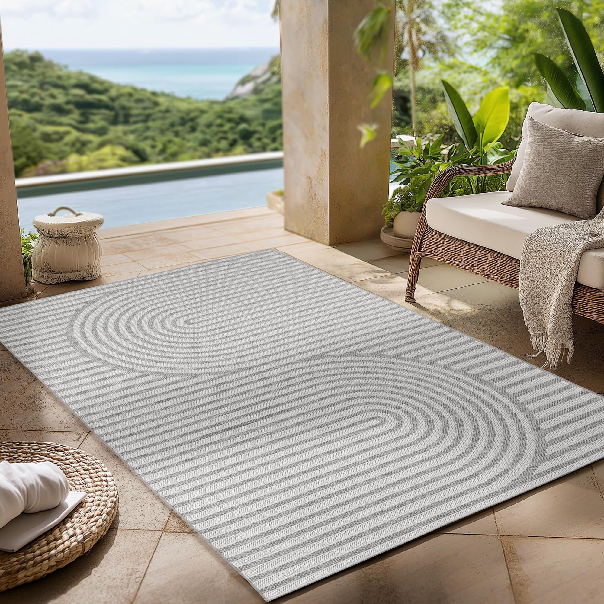 Carpettex Outdoor Teppich wetterfest Balkon, Terrasse, Garten Skandi Boho-Design