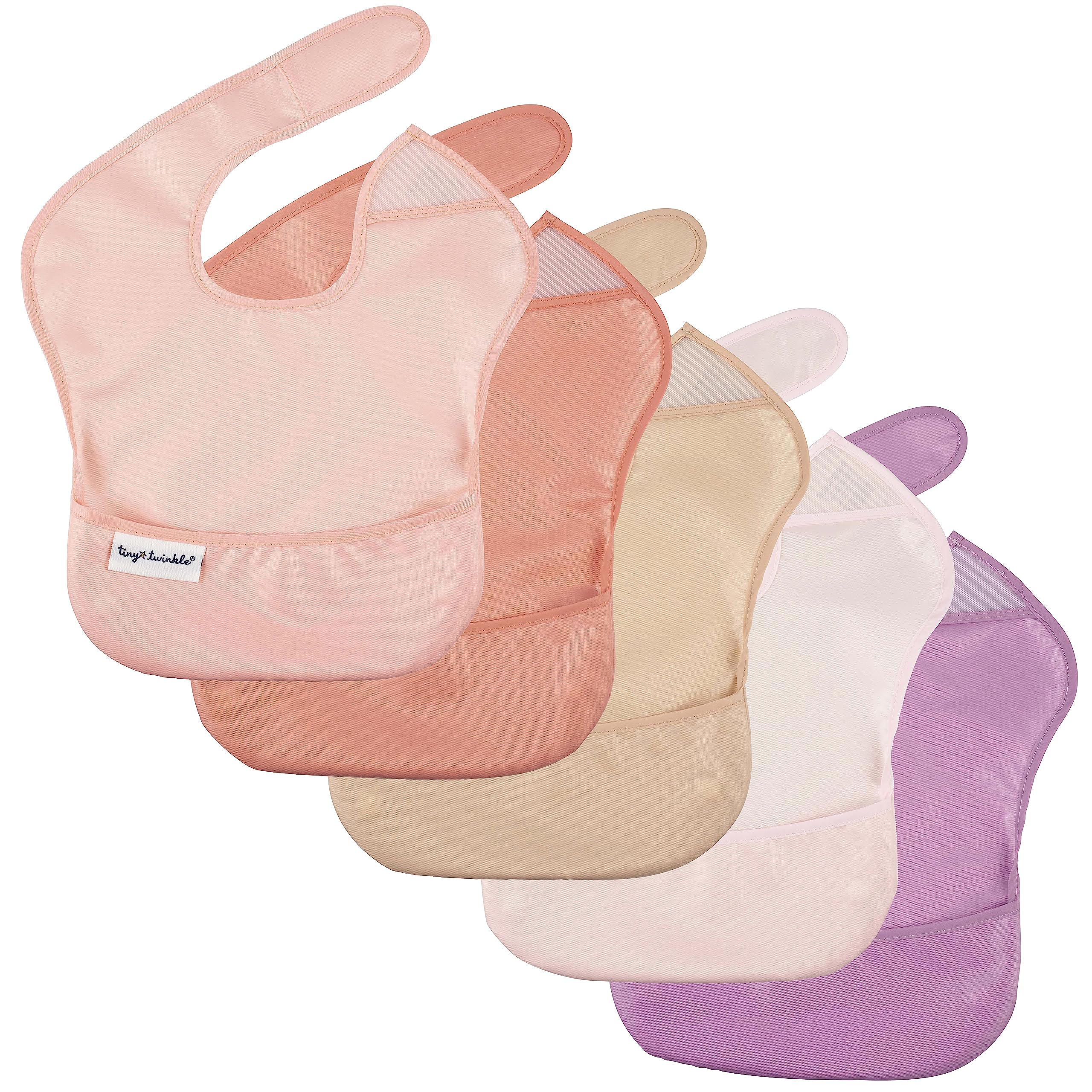 Tiny Twinkle Mess-Proof Baby Bib - Waterproof Bib for Baby Boy or Girl - PFAS, PVC, BPA, Phthalate Free - Baby Food Bibs