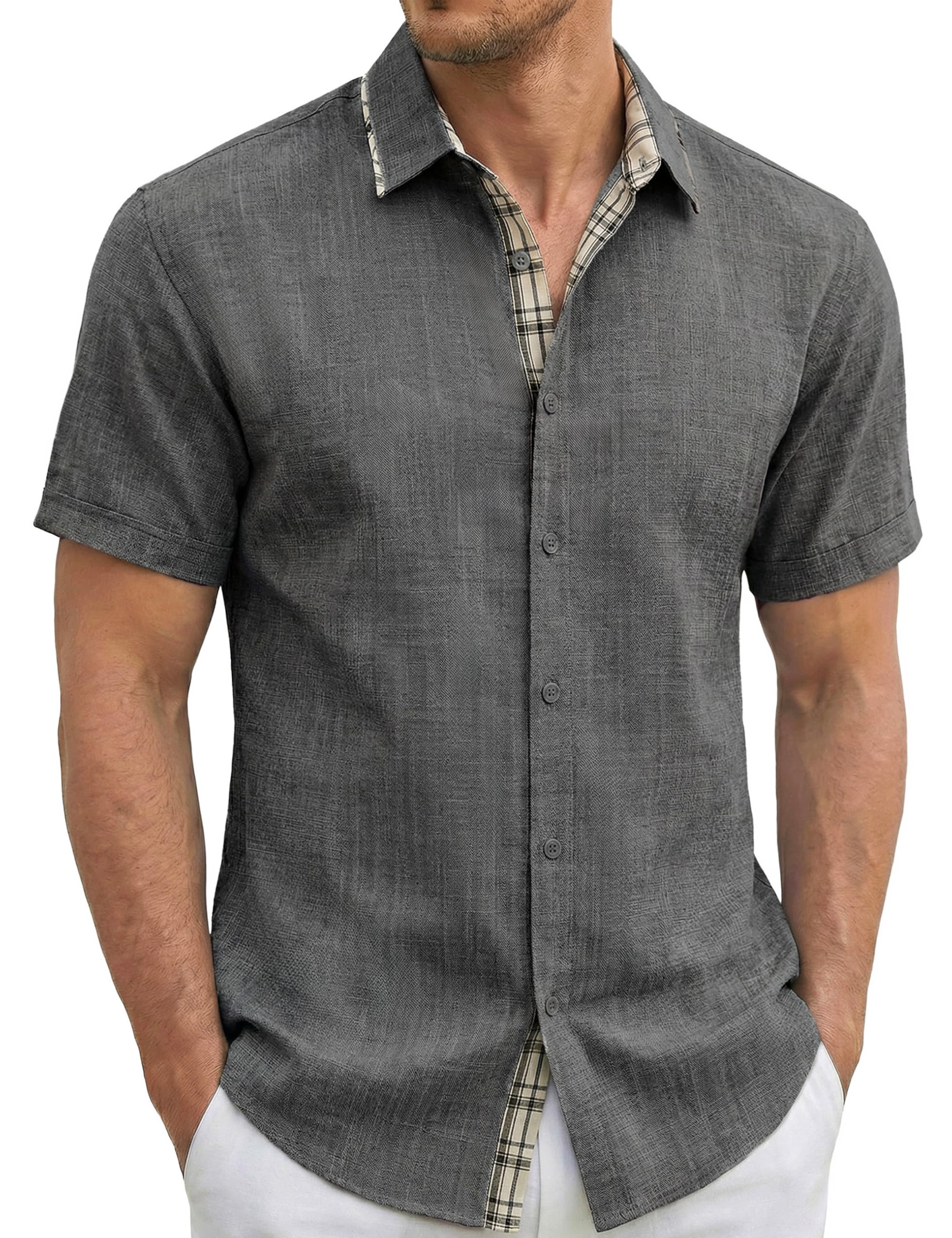 MAGNIVIT Mens Casual Button Down Short Sleeve Shirt Wedding Beach Shirts for Men Summer Business Shirt for Men