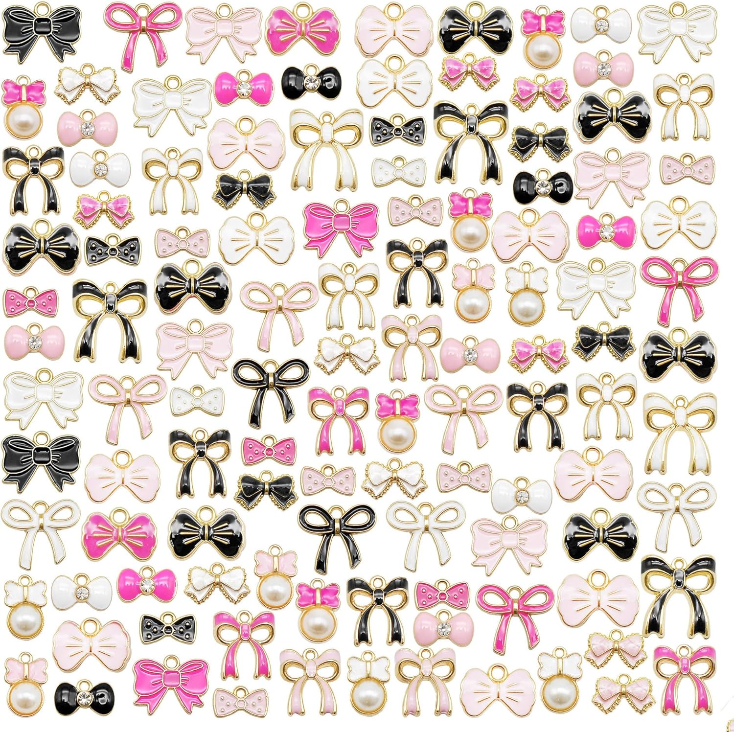 80Pcs 8 Style Enamel Bowknot Charms