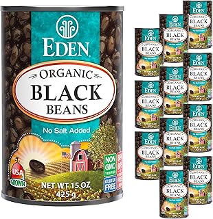 Eden Organic Black Beans, 15 oz Can (12-Pack Case), No Salt Added, Non-G...
