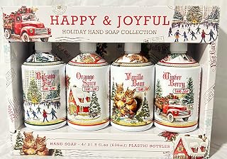 Joyful Holiday Hand Soap Collection – Balsam Fir, Orange Spice, Vanilla Bean & Winter Berry – 21.5 fl oz Each, Festive Gentle Hand Wash with Essential Oils