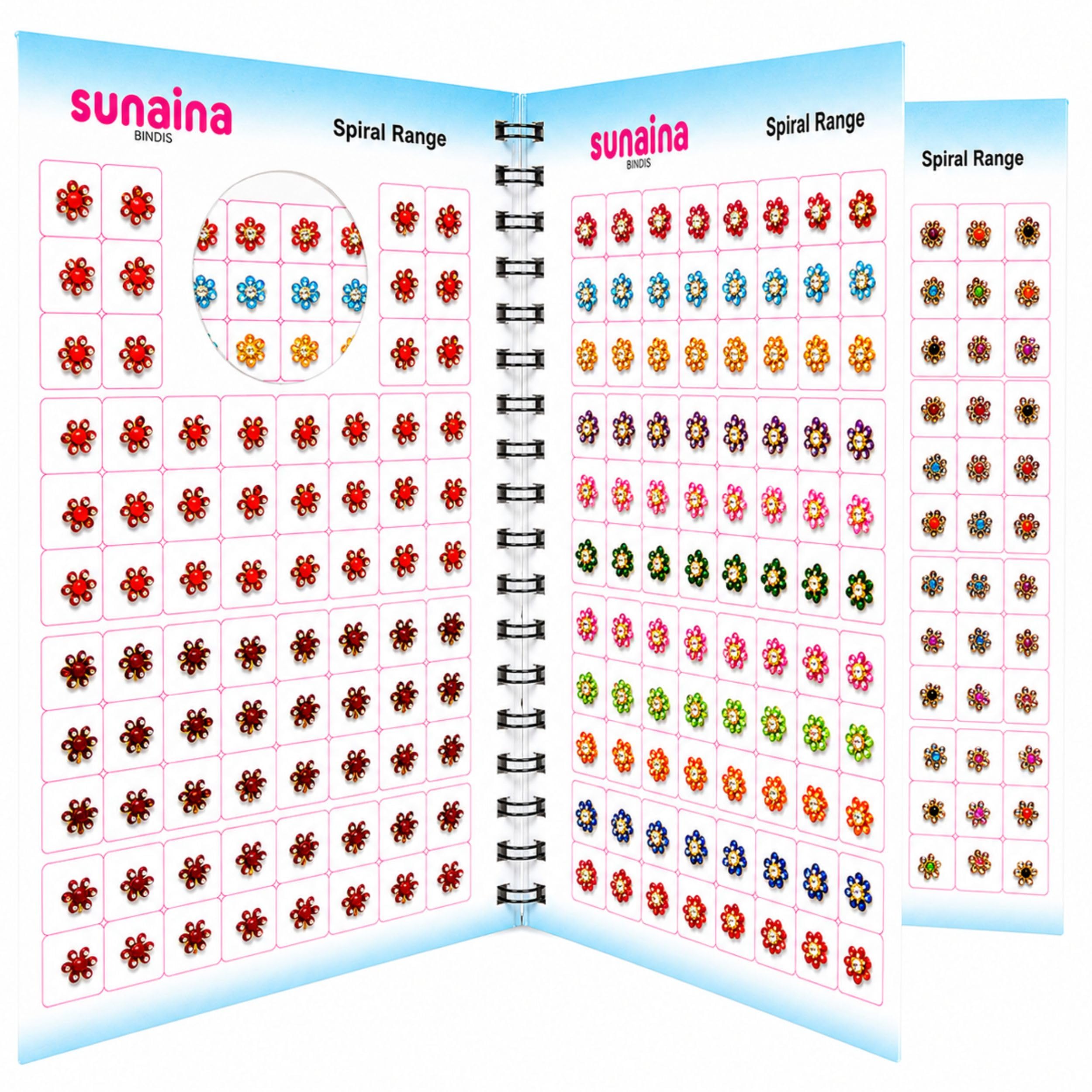 Sunaina Spiral Flower Multicolor Fancy Bindi Book | Stylish Stone Bindis for Girls & Women | Multicolor Designer Self Adhesive Forehead Bindis for Daily Wear, Party & Festival Use-picture-24