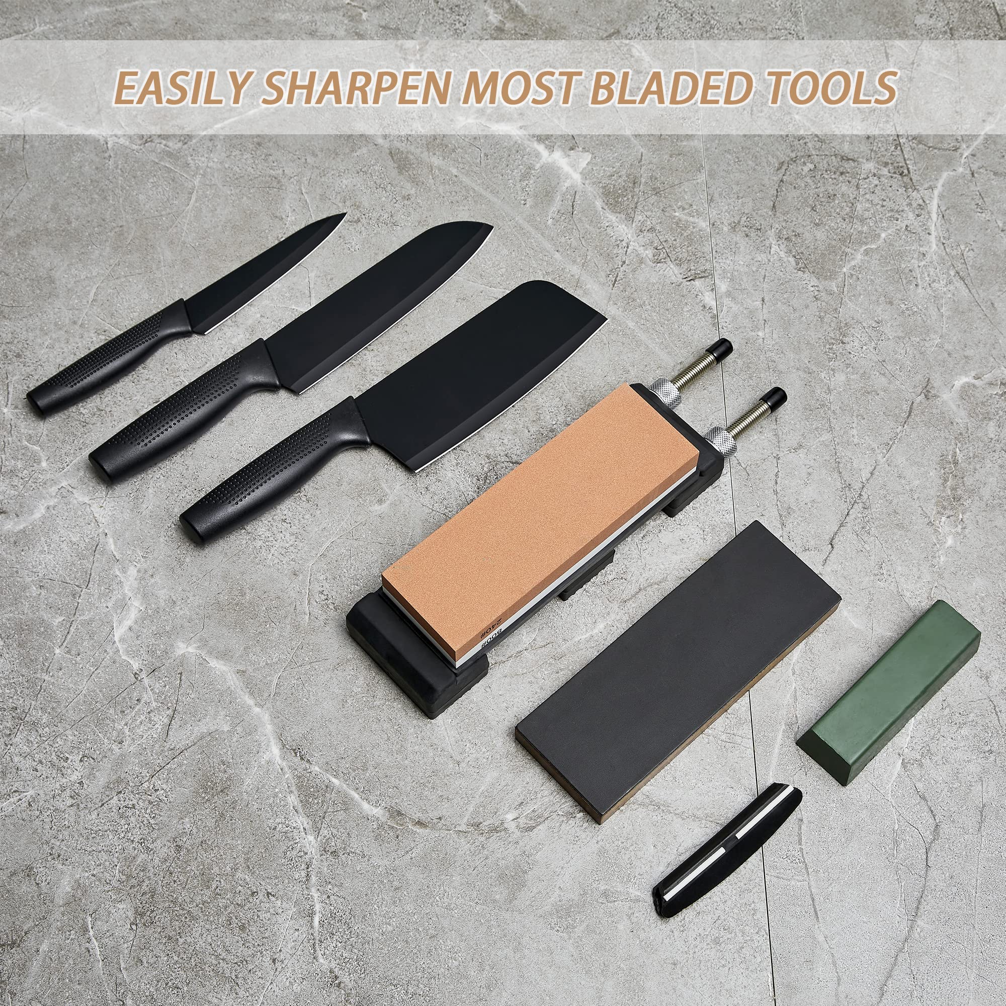 Jeereal Knife Sharpening Stone Kit Dual Grit Whetstone 240/800 Solid