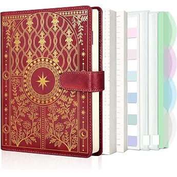 Notebook Ring Binder A5 Refillable, A5 Binder with 6 Rings, Portable Leather Ring Binder with Refill Paper &amp; Binder Pockets, 
